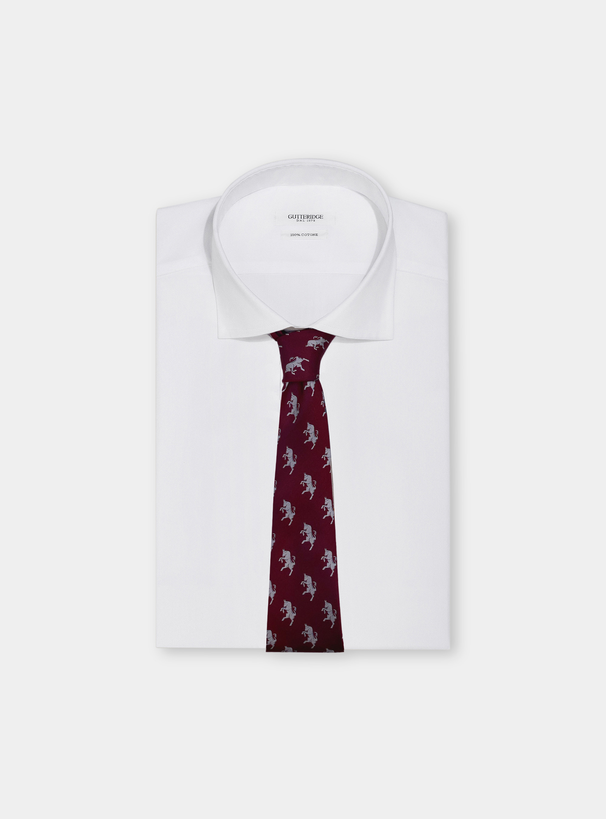Corbata de seda pura con estampado de toro, BURDEOS