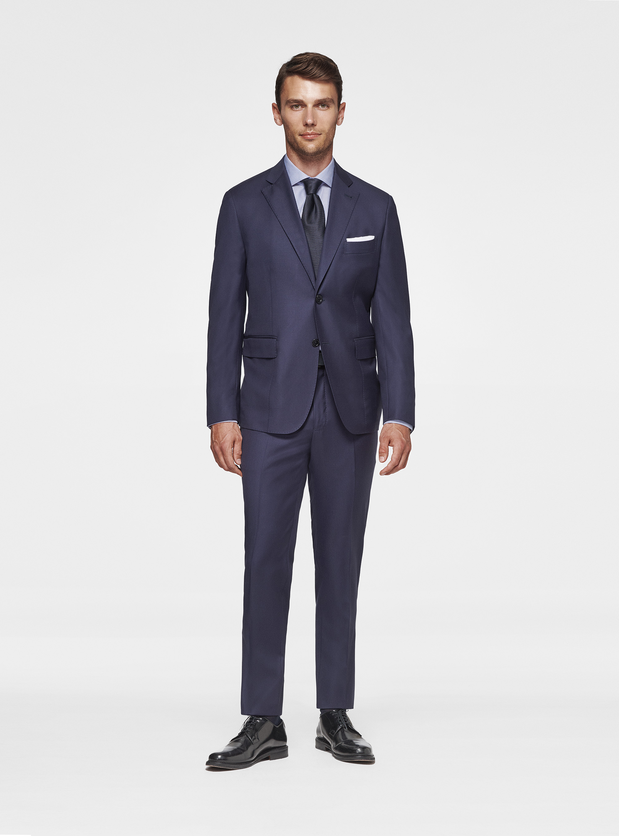 Pantaloni drop 4 in pura lana Vitale Barberis Canonico, BLU NAVY
