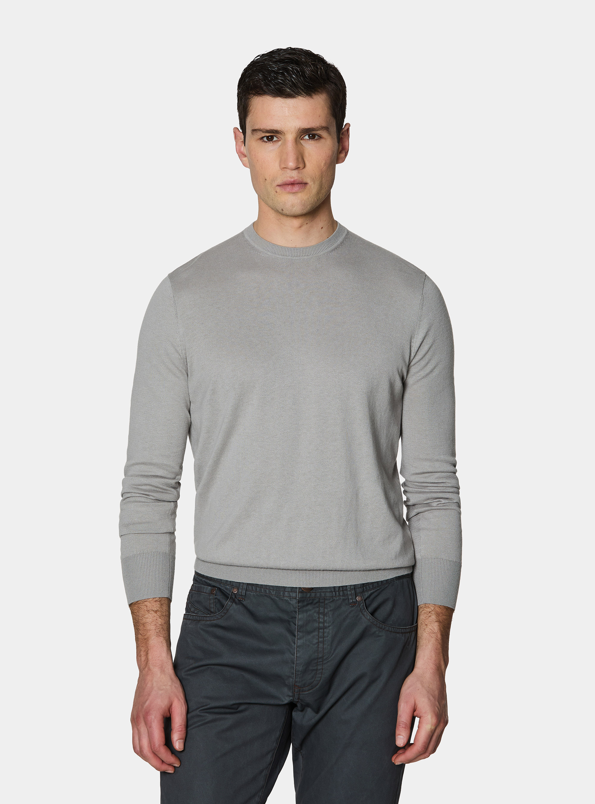 Rundhals-Pullover aus Baumwolle, Seide und Kaschmir, PERLA 0178C