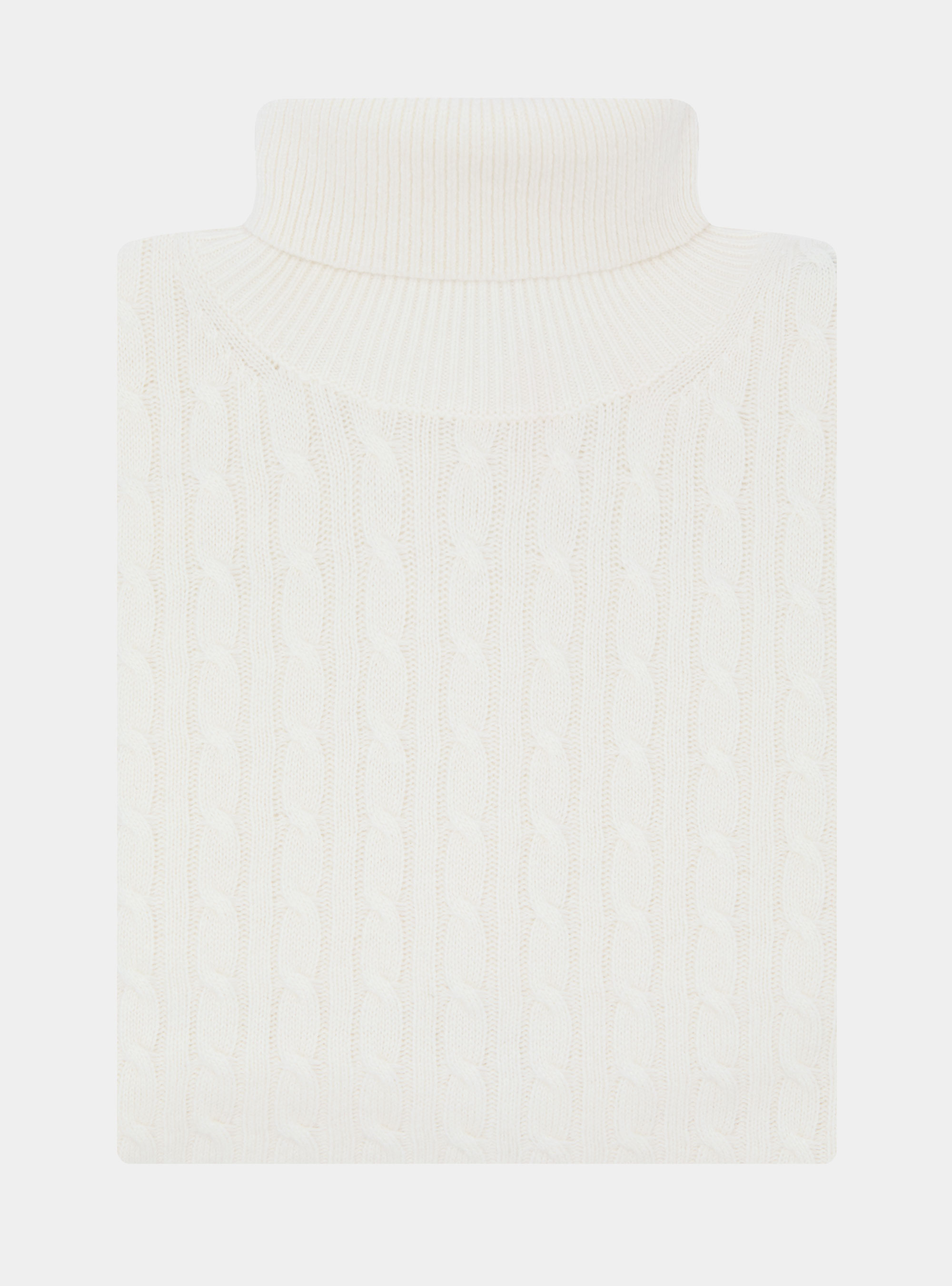 Turtleneck sweater with cashmere wool braid, WHITE