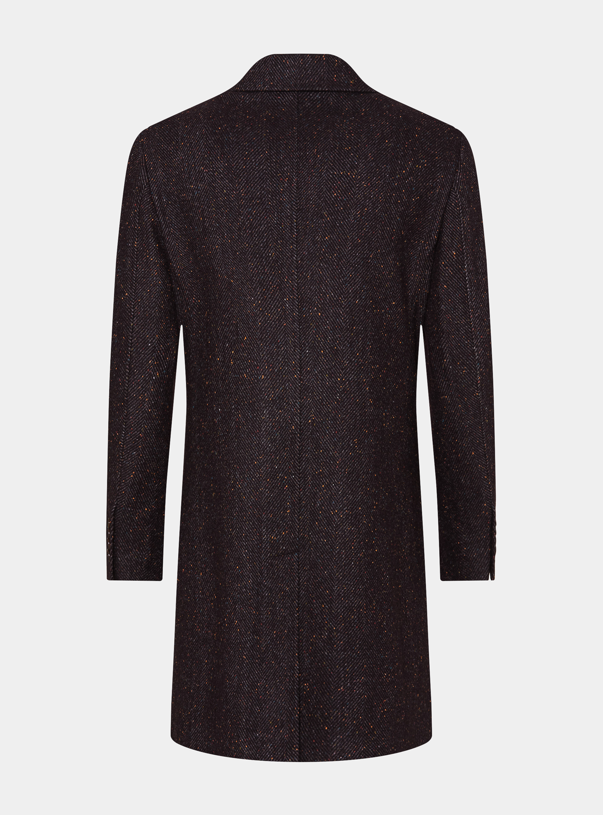 Wool-blend boutonn&eacute; coat, BORDEAUX