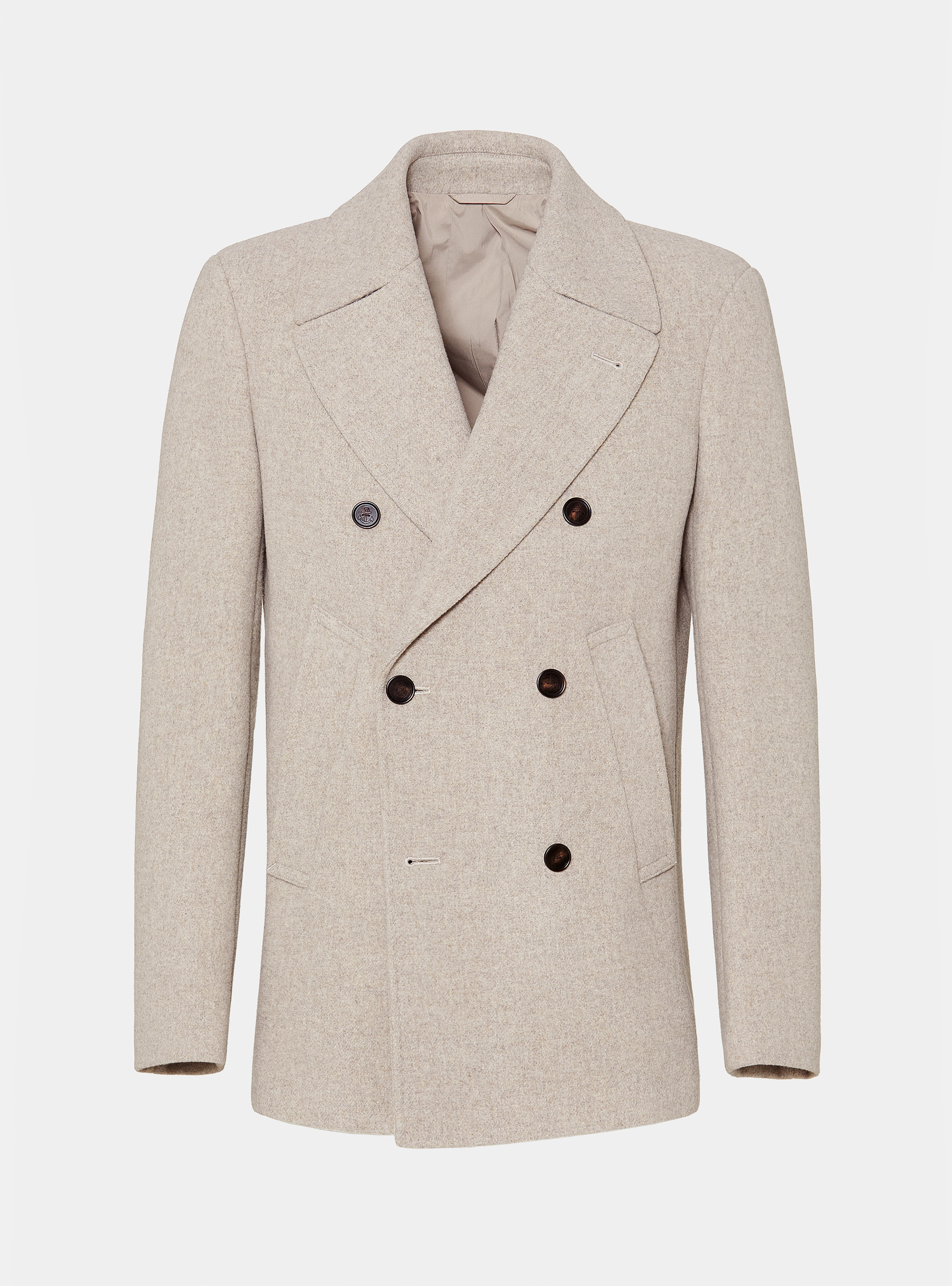 Wool-blend peacoat, ECRU