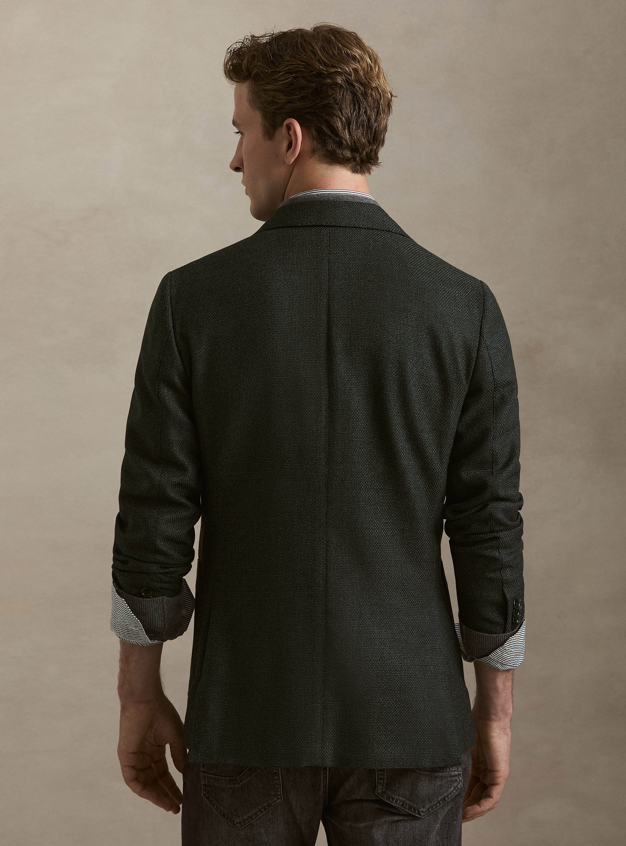 Wool Hopsack Blazer, GREEN