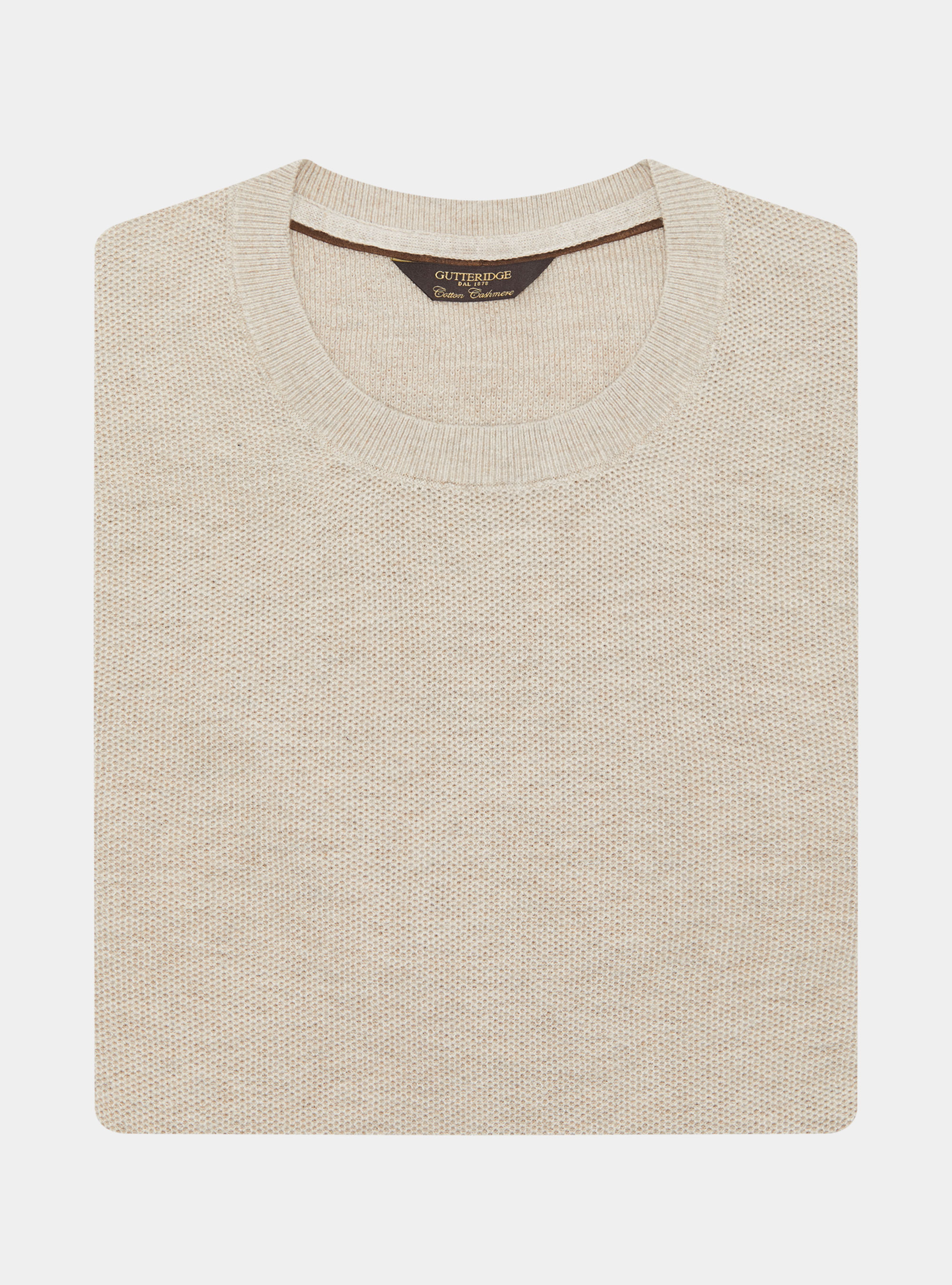 Pull col rond en coton et cachemire maille nid d'abeille, &Atilde; CRU