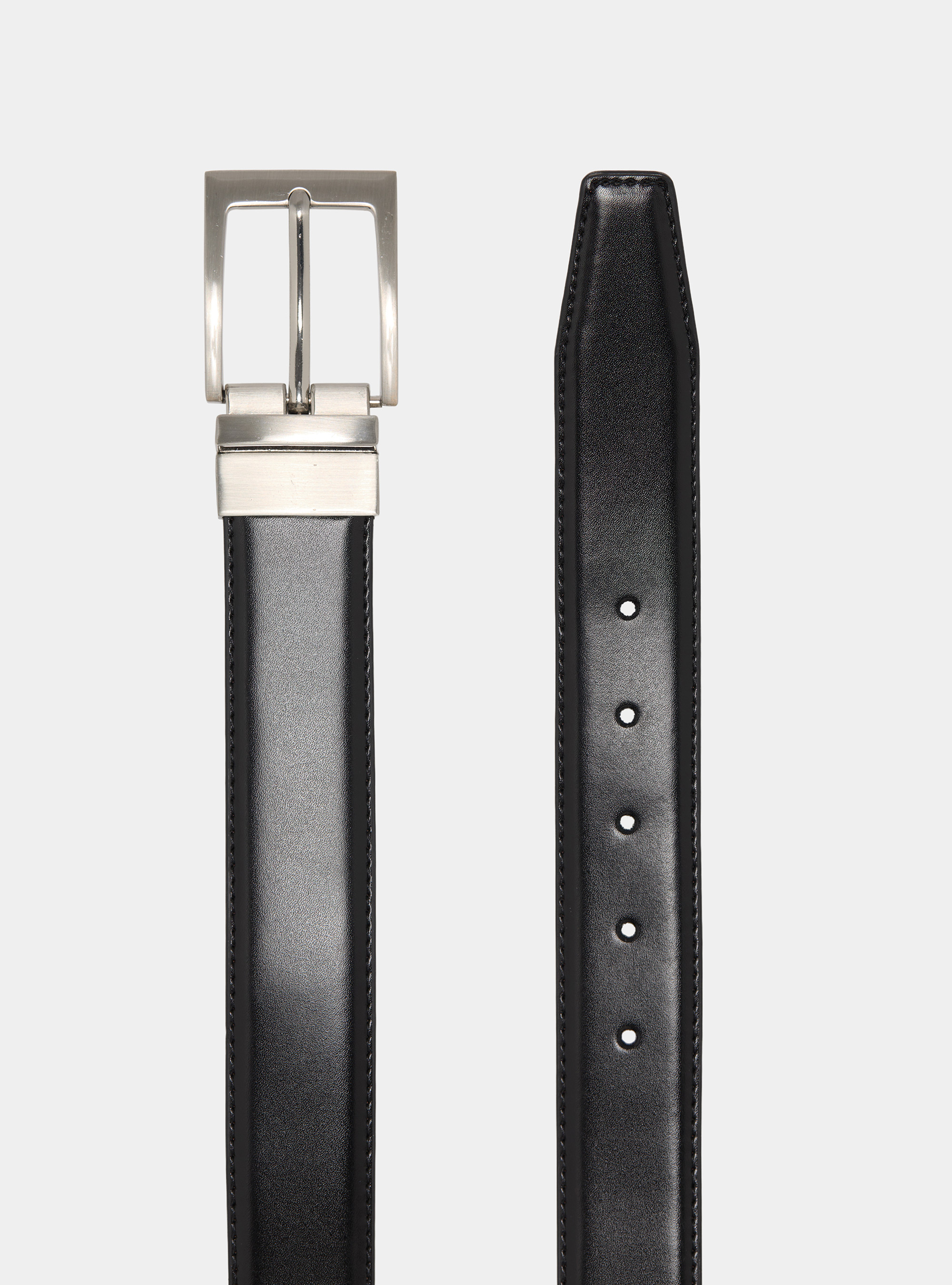 Cintur&oacute;n cl&aacute;sico reversible de piel, NEGRO