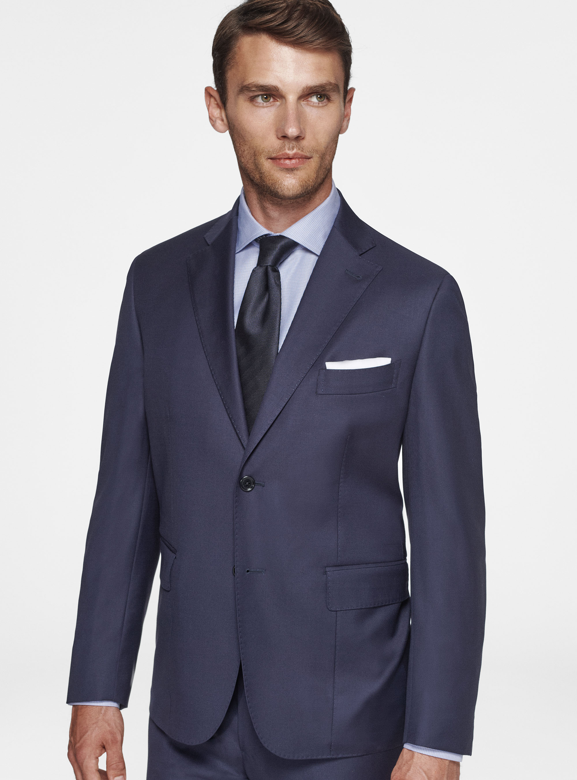 Drop 4 suit blazer in pure wool Vitale Barberis Canonico, NAVY BLUE