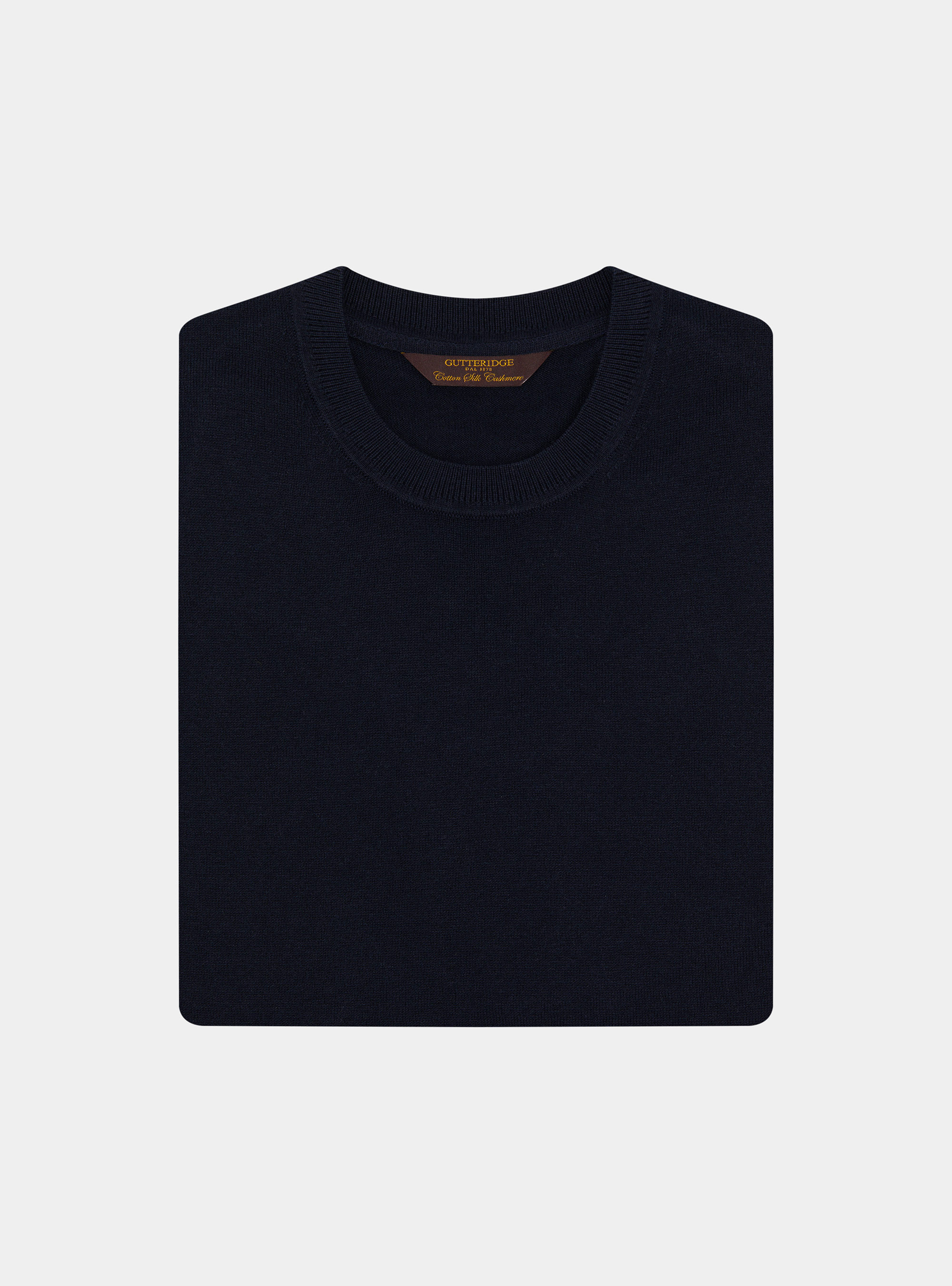 Maglia girocollo in cotone seta e cashmere, BLU NAVY