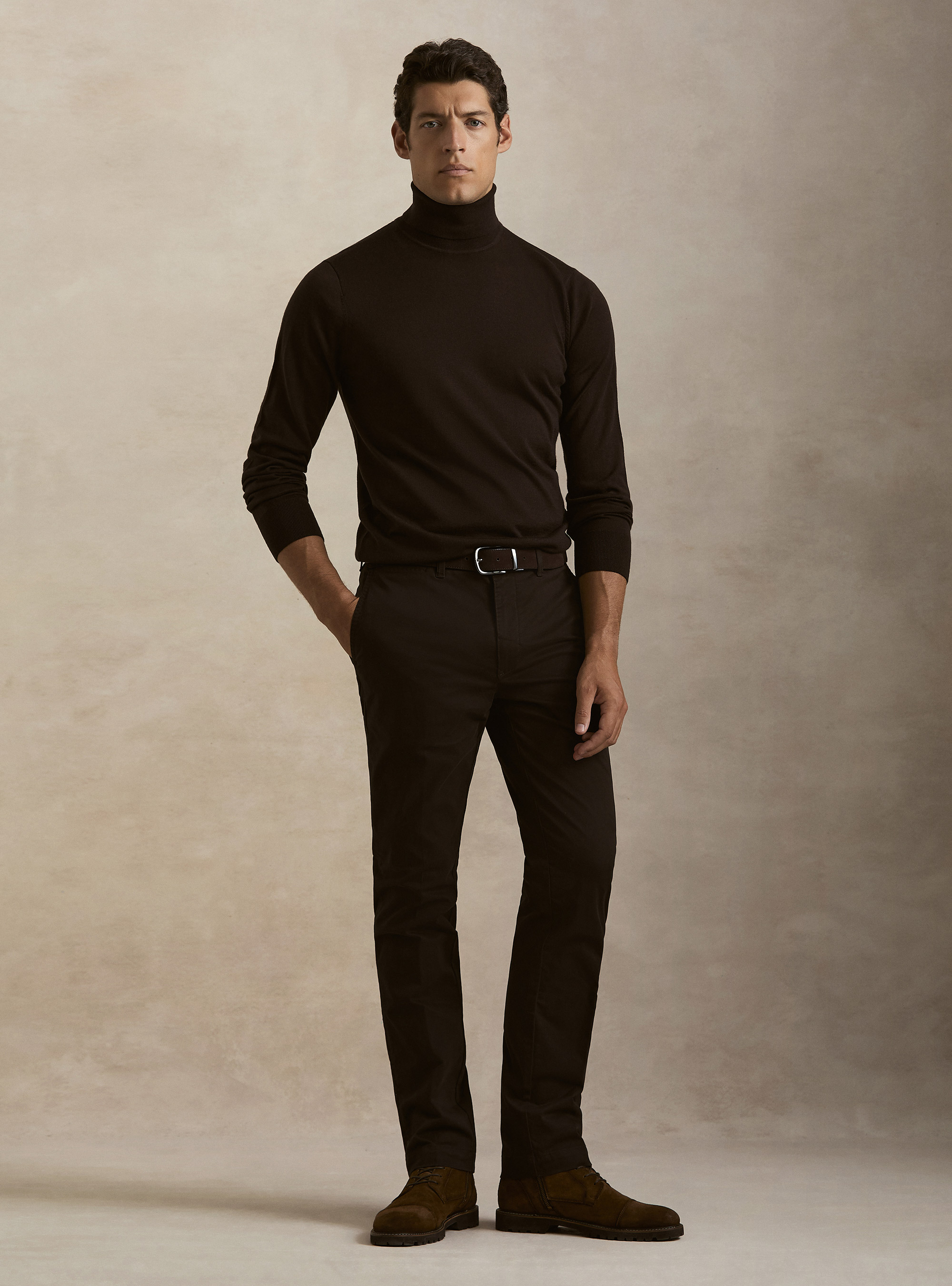 Pure extrafine merino wool turtleneck, BROWN