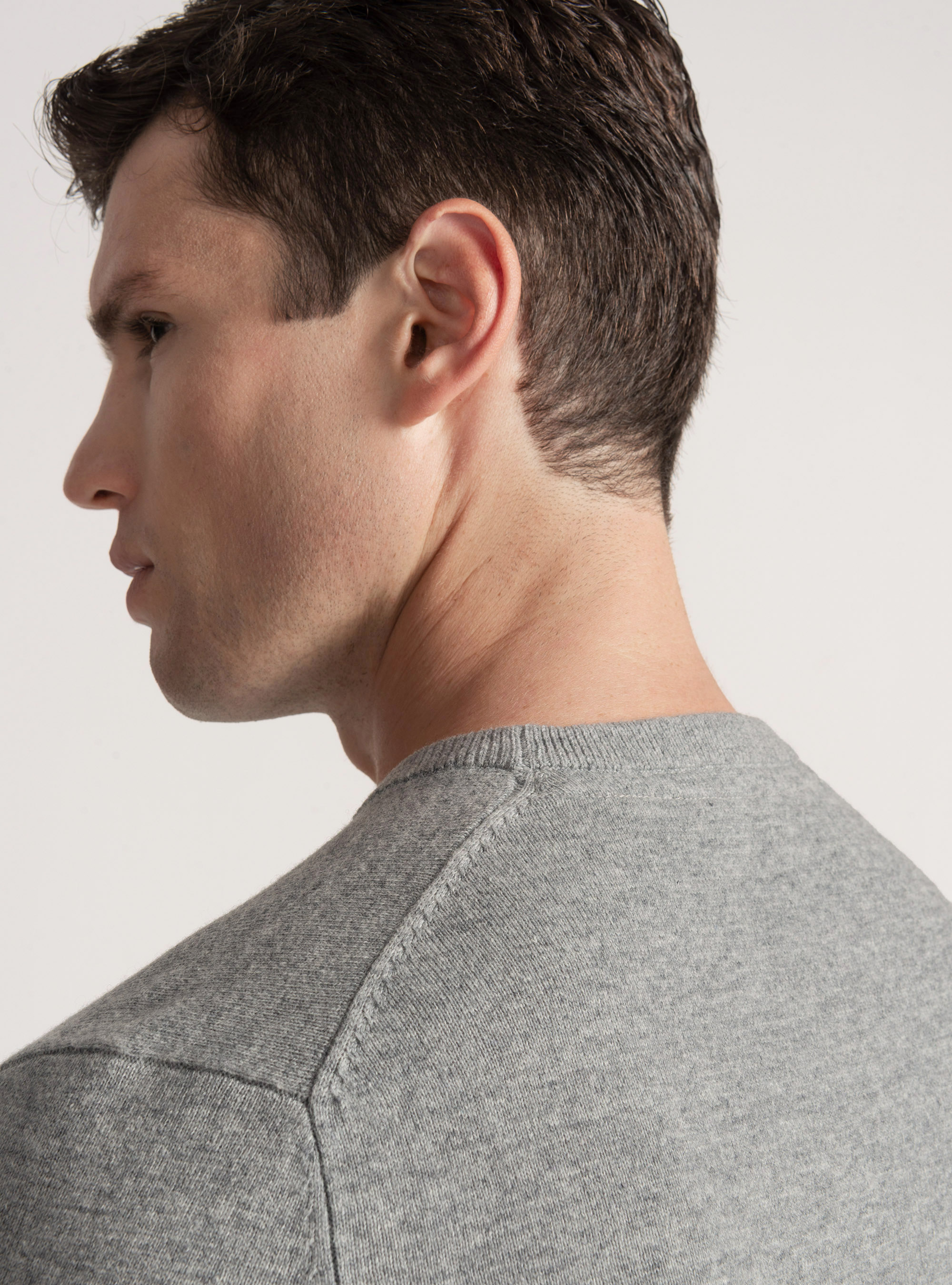 Lambswool and cashmere crew-neck sweater, GRIGIO MELANGE 0151C