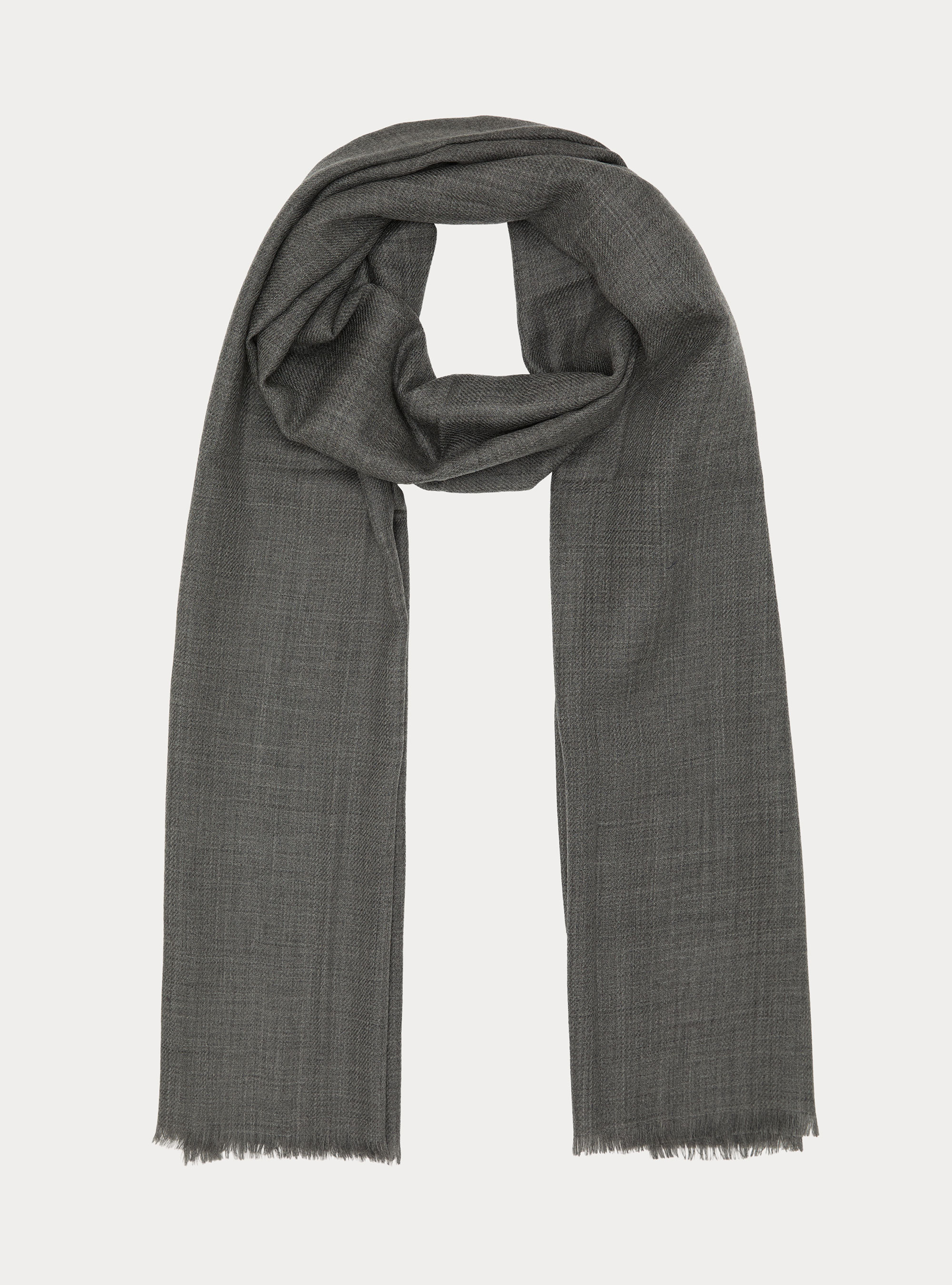 Lightweight embroidered wool scarf, LIGHT GREY MELANGE