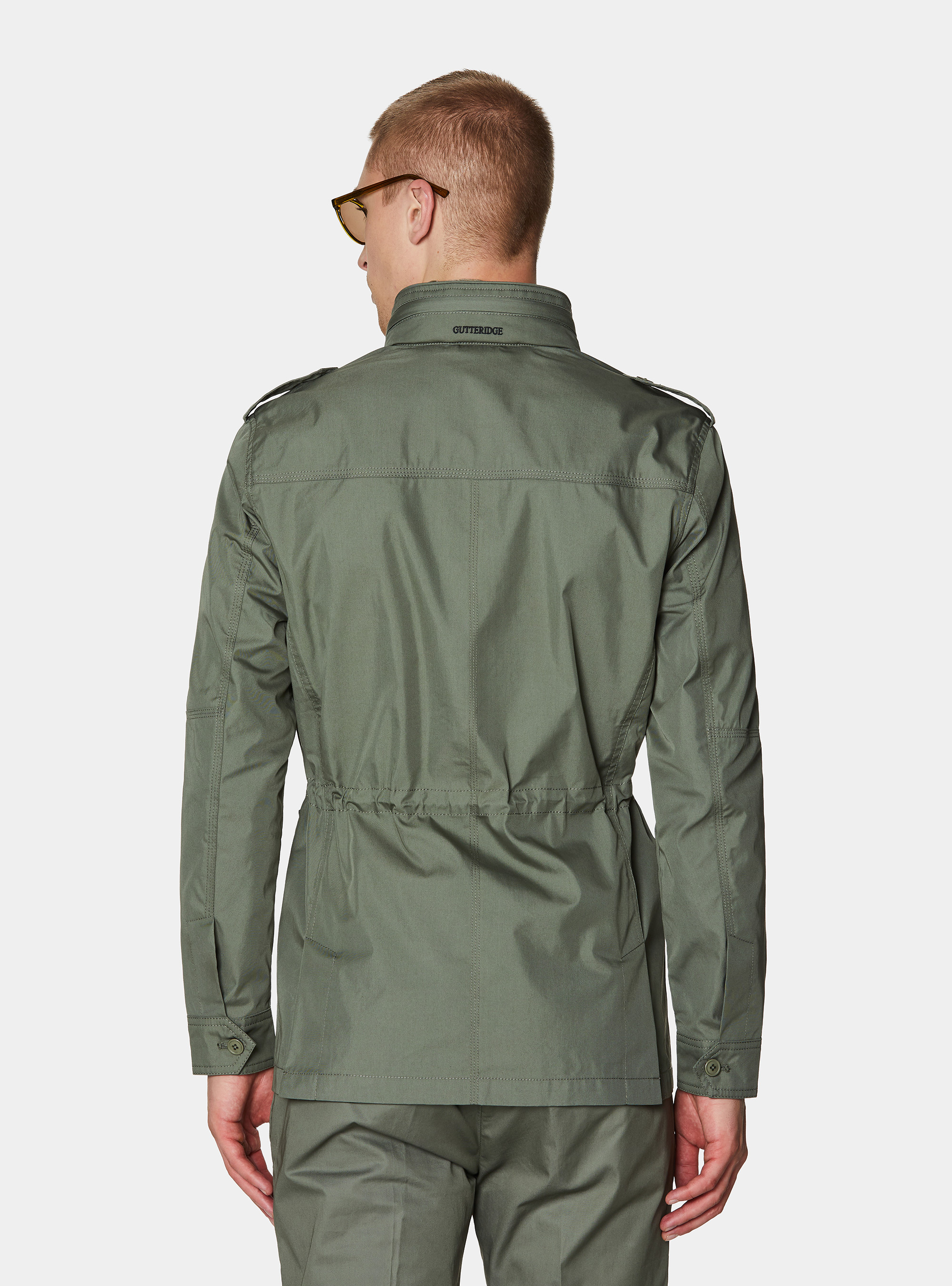 Field jacket en sarga de mezcla de algod&oacute;n, SALVIA 0602C