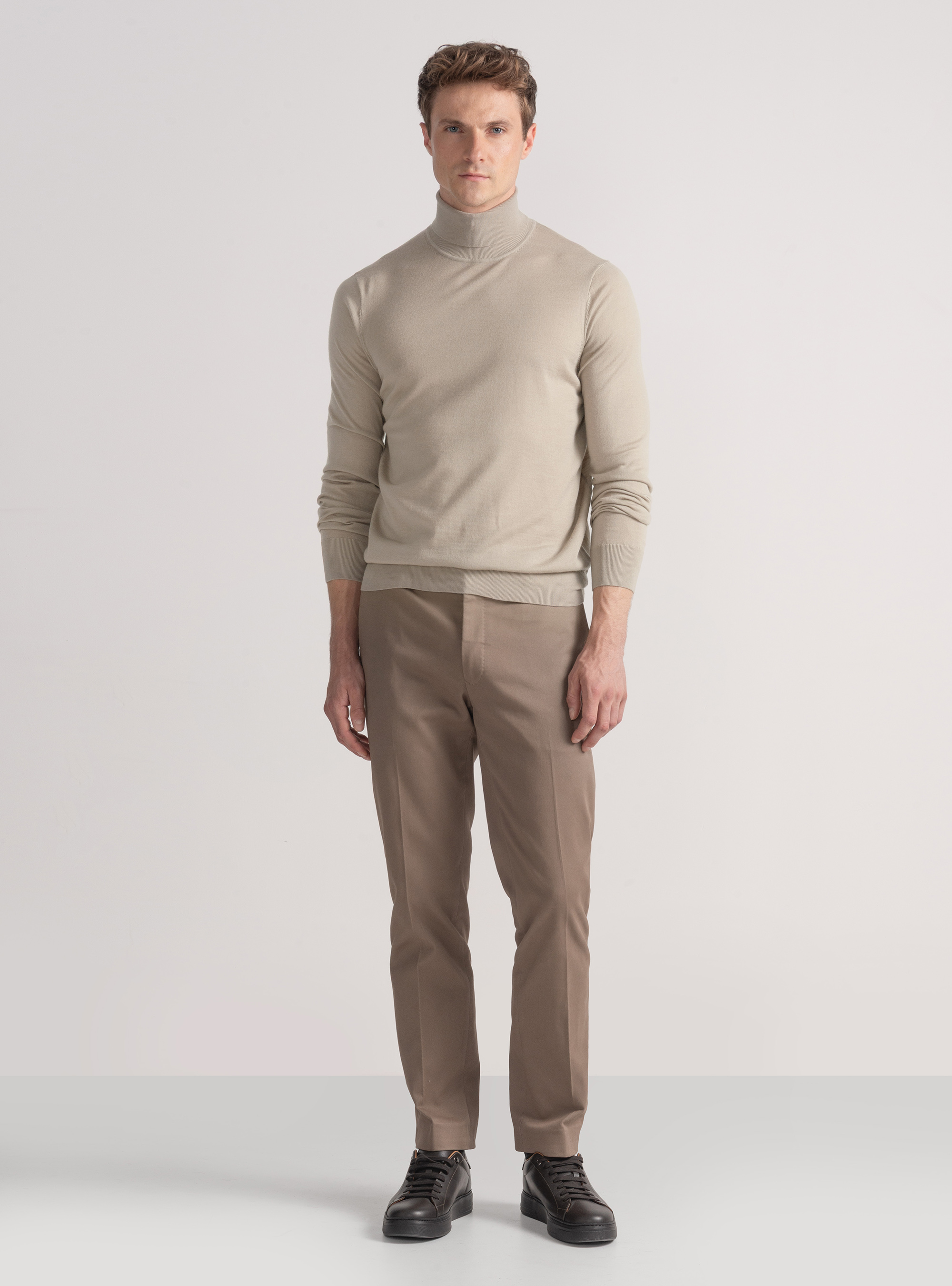 Turtleneck in pure extra-fine merino wool, SAND