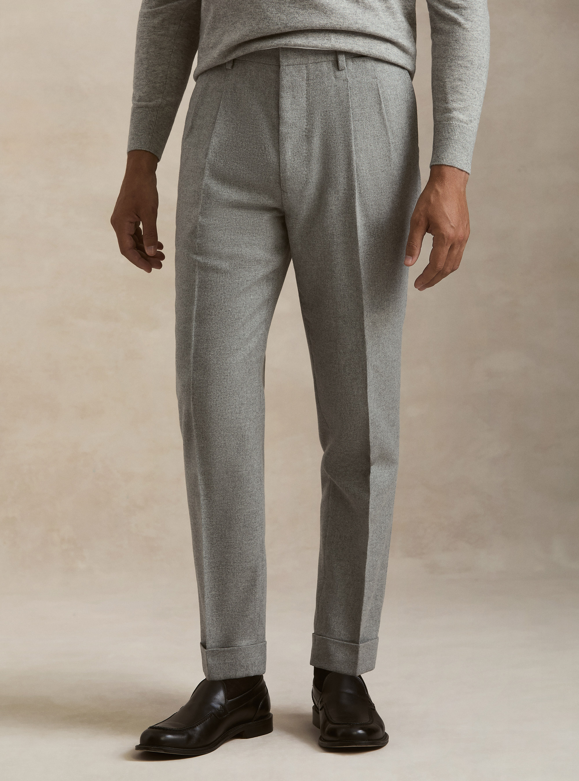 Pantaloni con pince in misto lana leggera, GRIGIO CHIARO