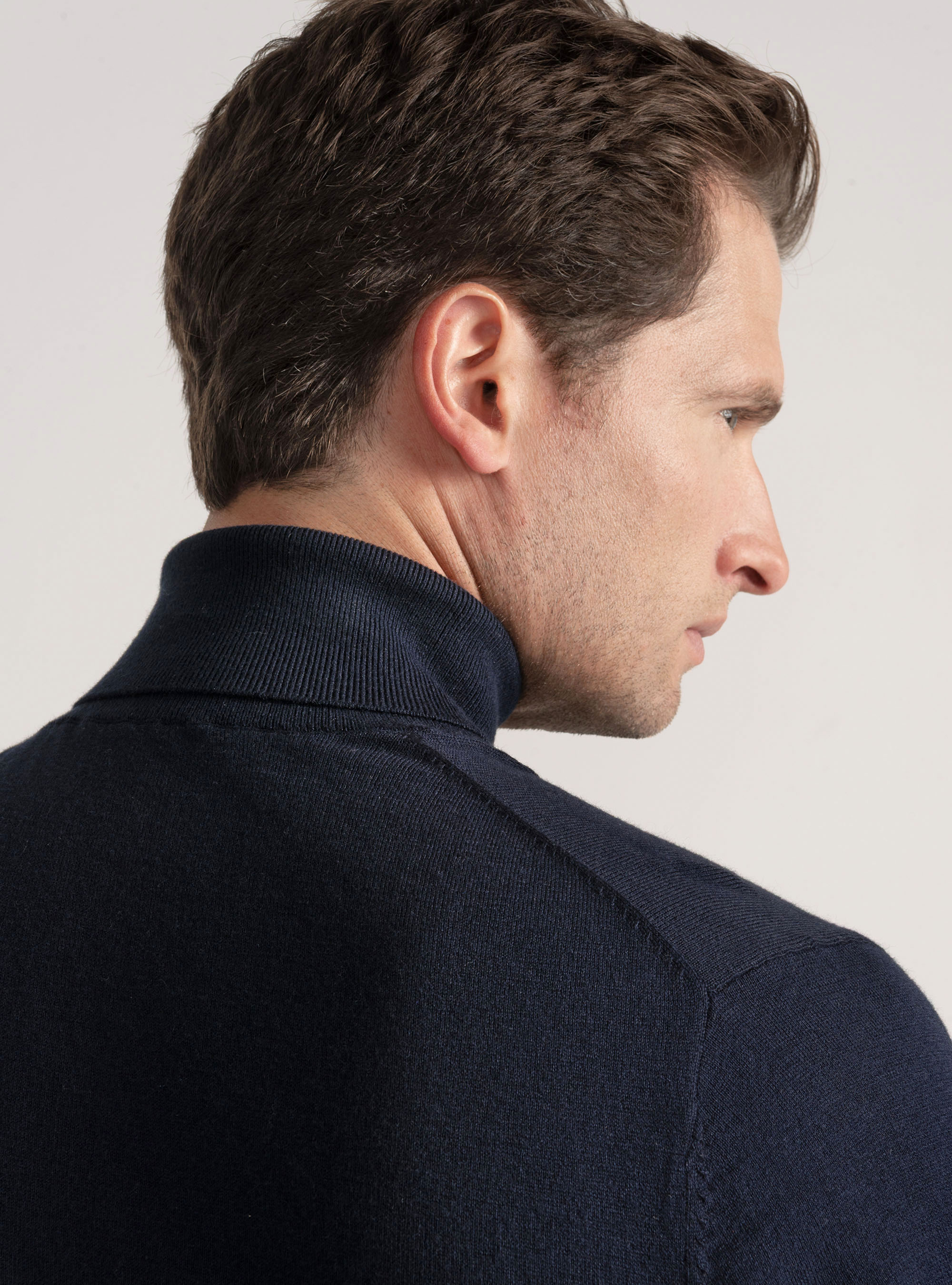 Dolcevita in cotone seta e cashmere, BLU NAVY