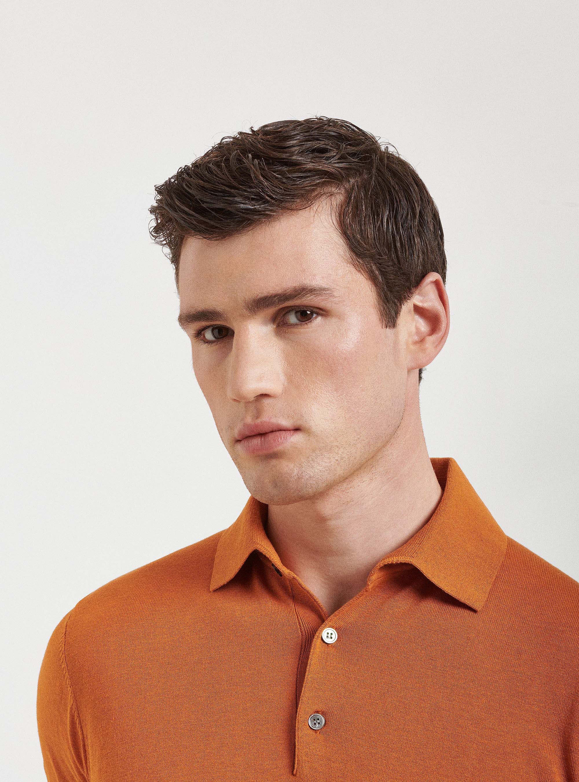 Silk cotton polo shirt, ORANGE
