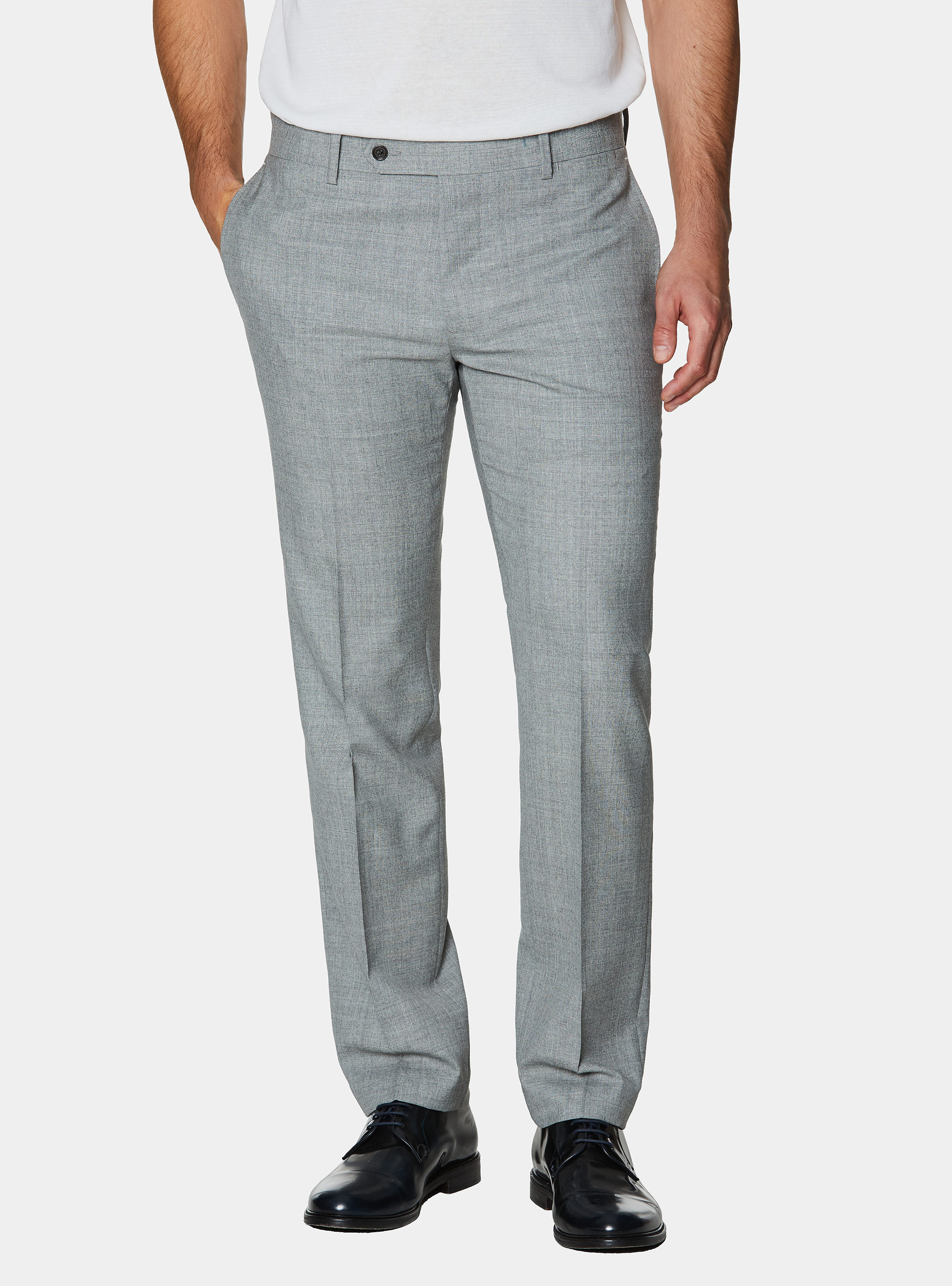 Vitale Barberis Canonico pure wool suit trousers, LIGHT GREY MELANGE