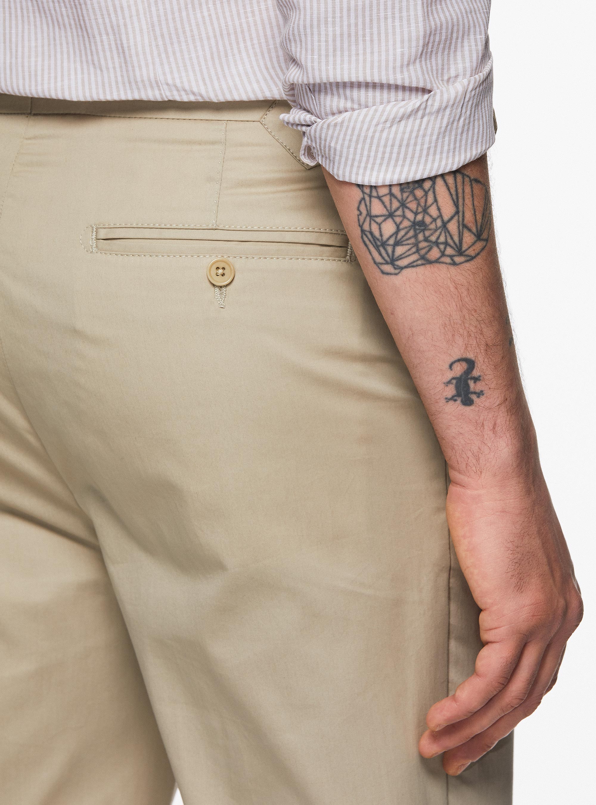 Camicia collo alla coreana in lino e cotone, SABBIA