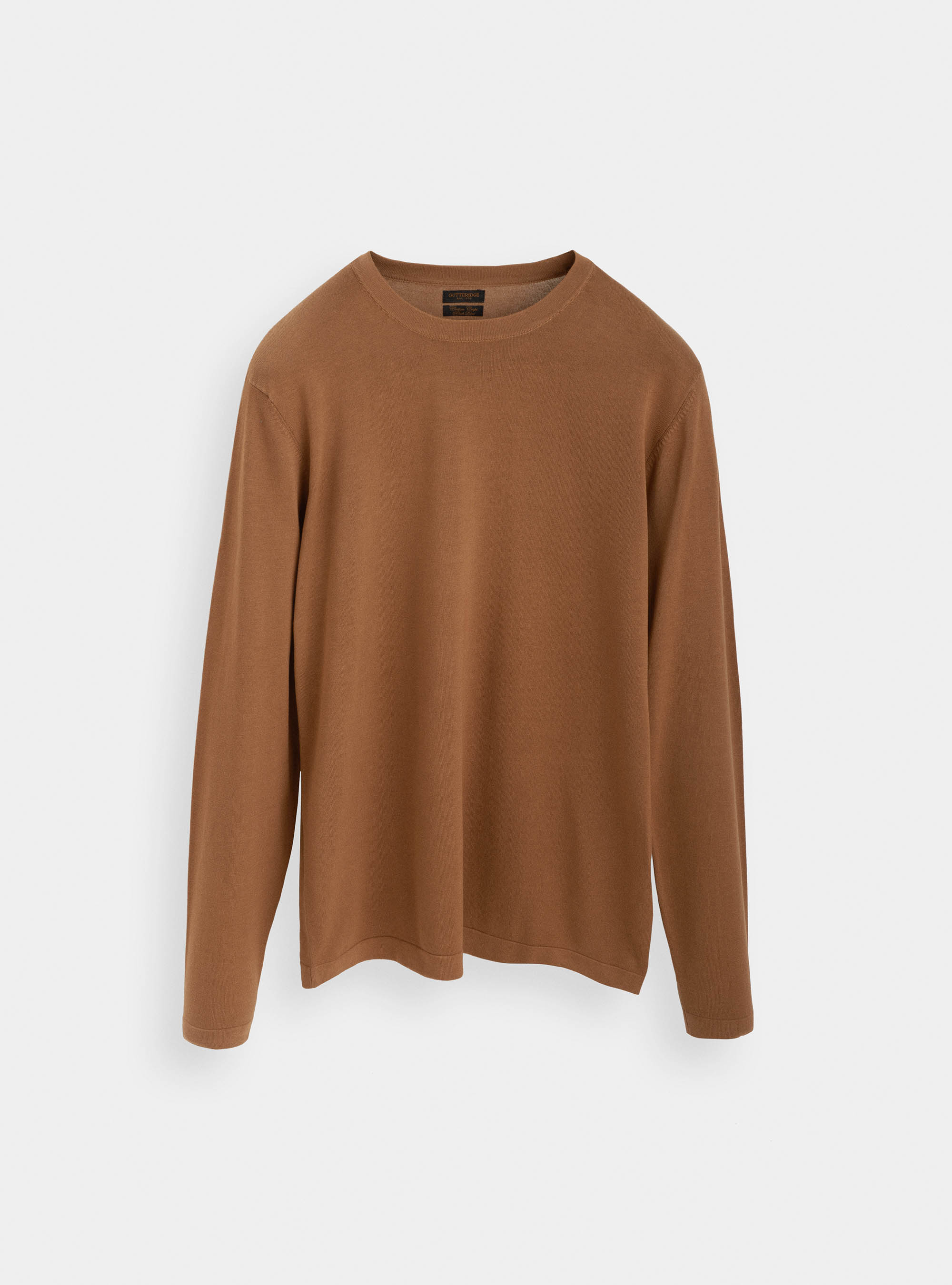Jersey de crep&eacute; de algod&oacute;n con cuello redondo, TORTORA 0542C