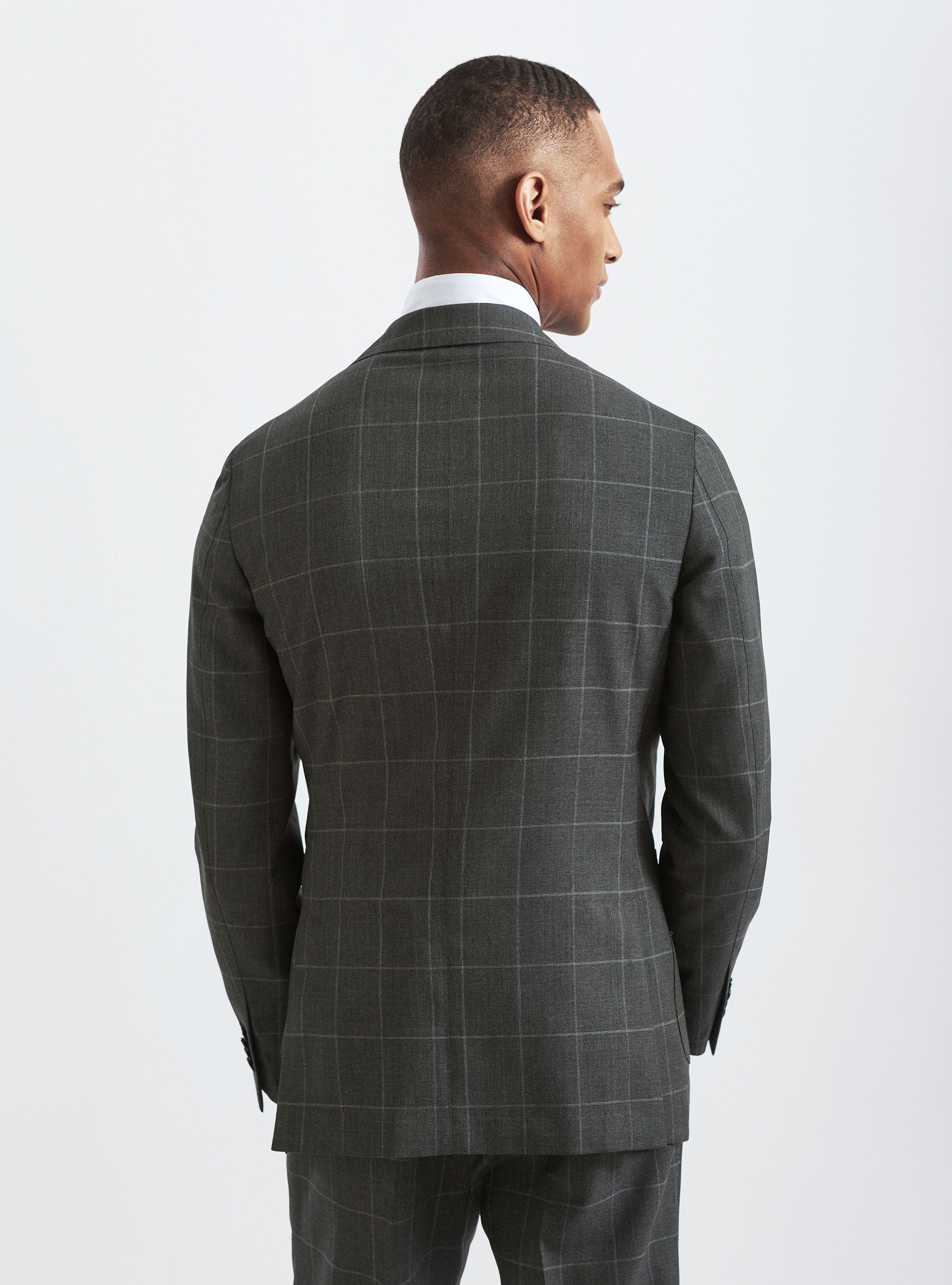 Americana de traje a cuadros en tejido de pura lana Vitale Barberis Canonico, VERDE