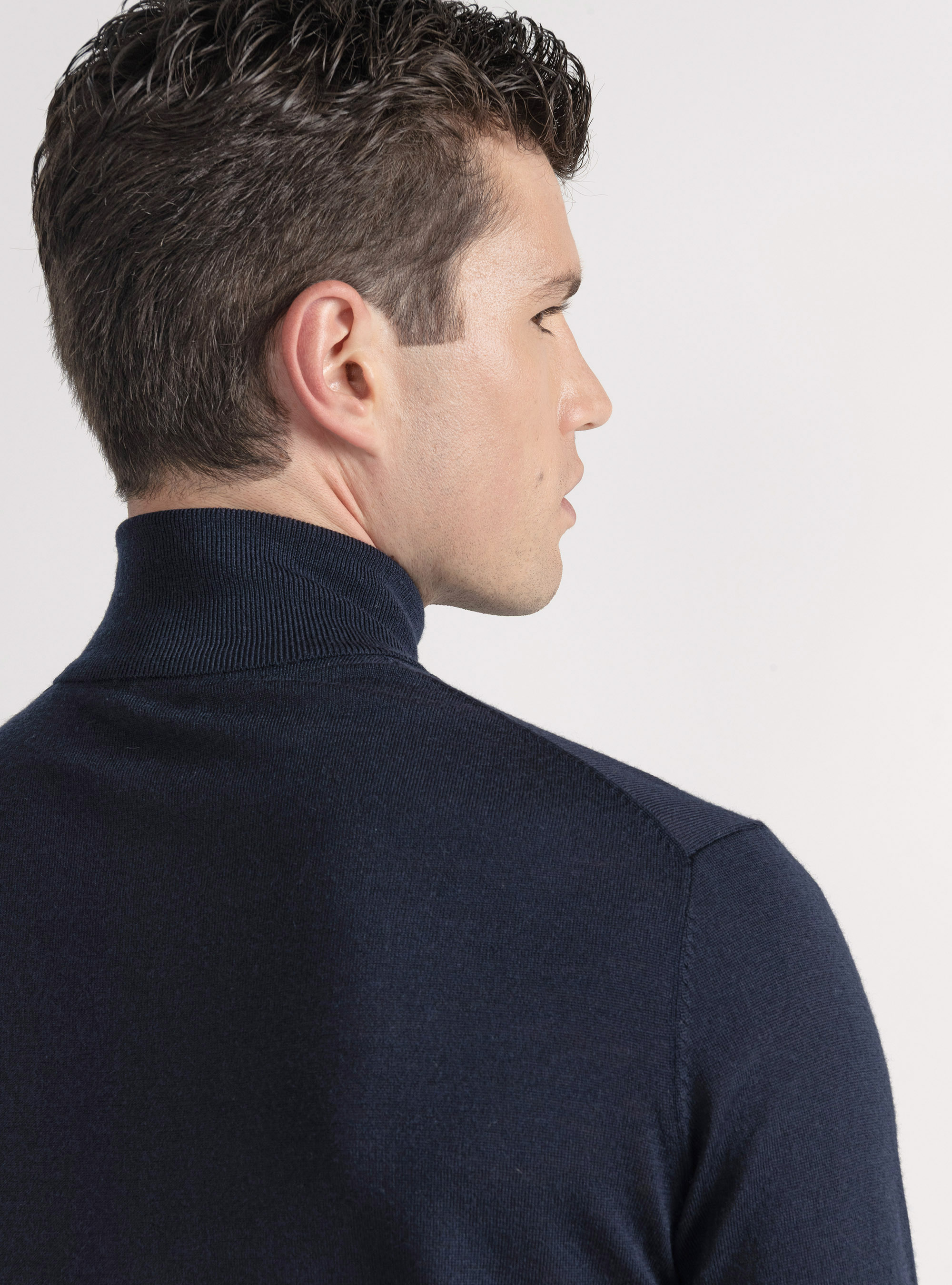 Turtleneck in pure extra-fine merino wool, NAVY BLUE