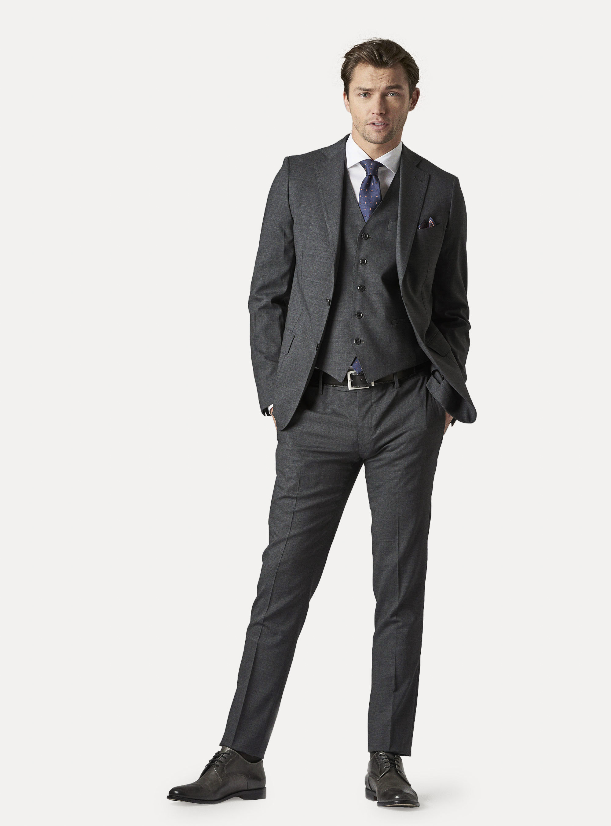 Chaleco lana slim fit, ASFALTO 0112C