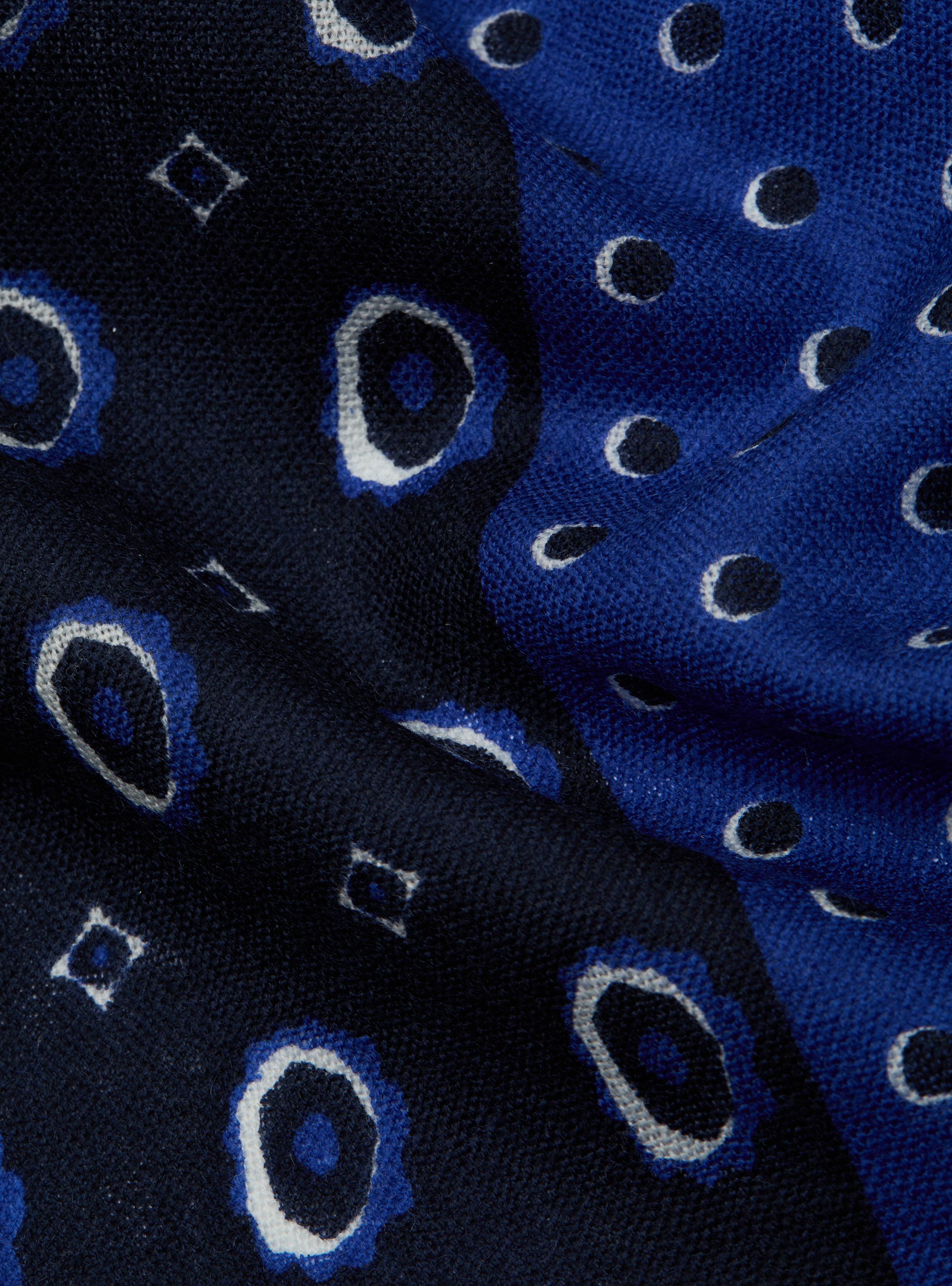 Patterned wool scarf, NAVY BLUE