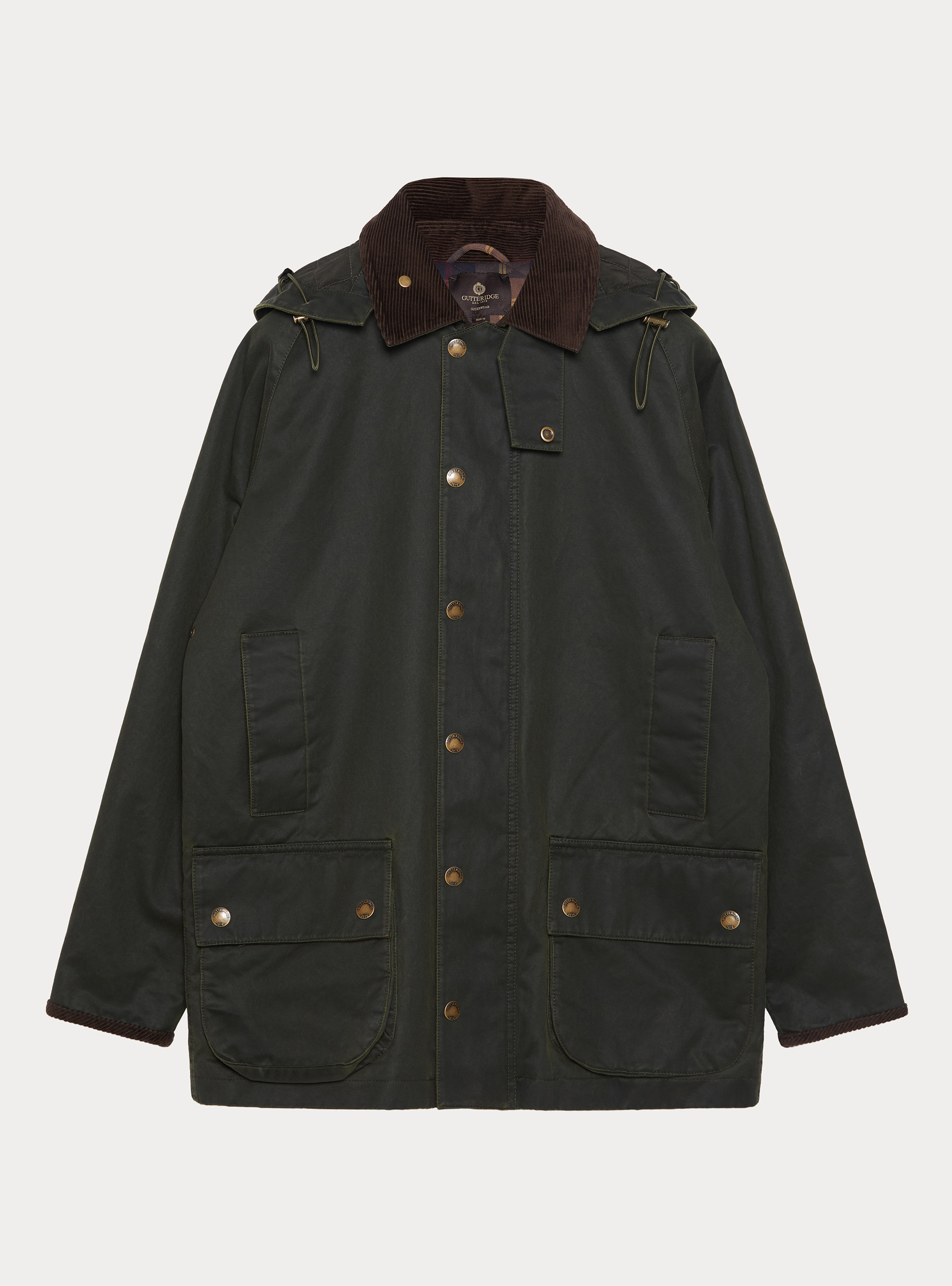 Chaqueta encerada en mezcla de algod&oacute;n, VERDE