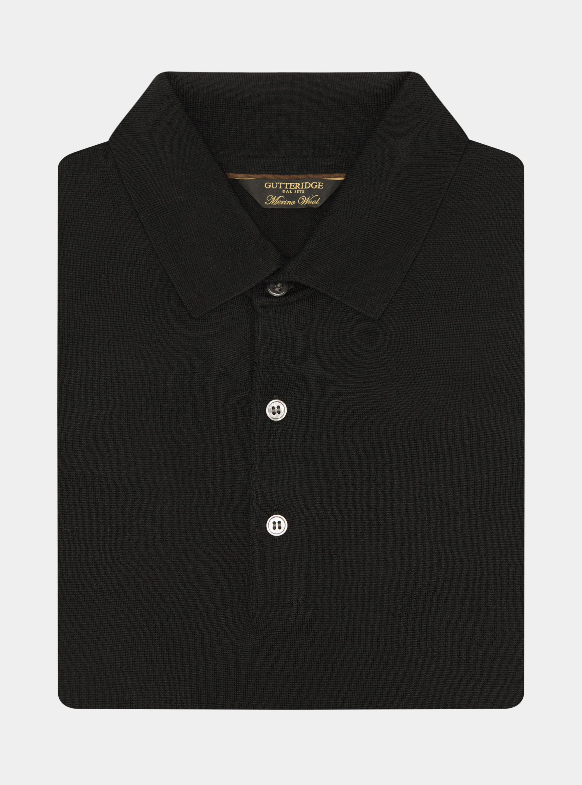 Extra-fine merino wool polo shirt, BLACK