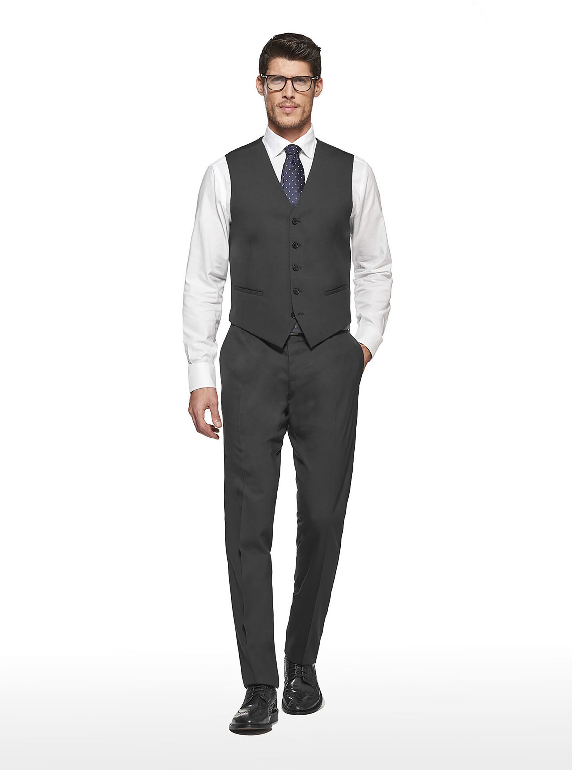 Gilet in fresco lana, ASFALTO 0112C