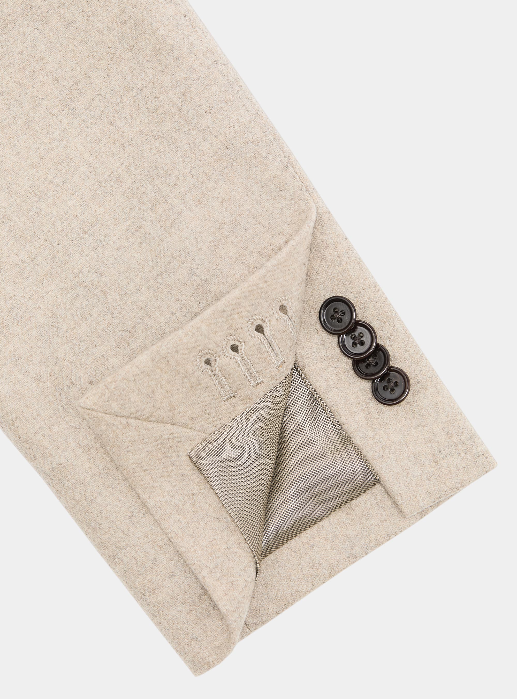 Wool-blend flannel blazer, SAND