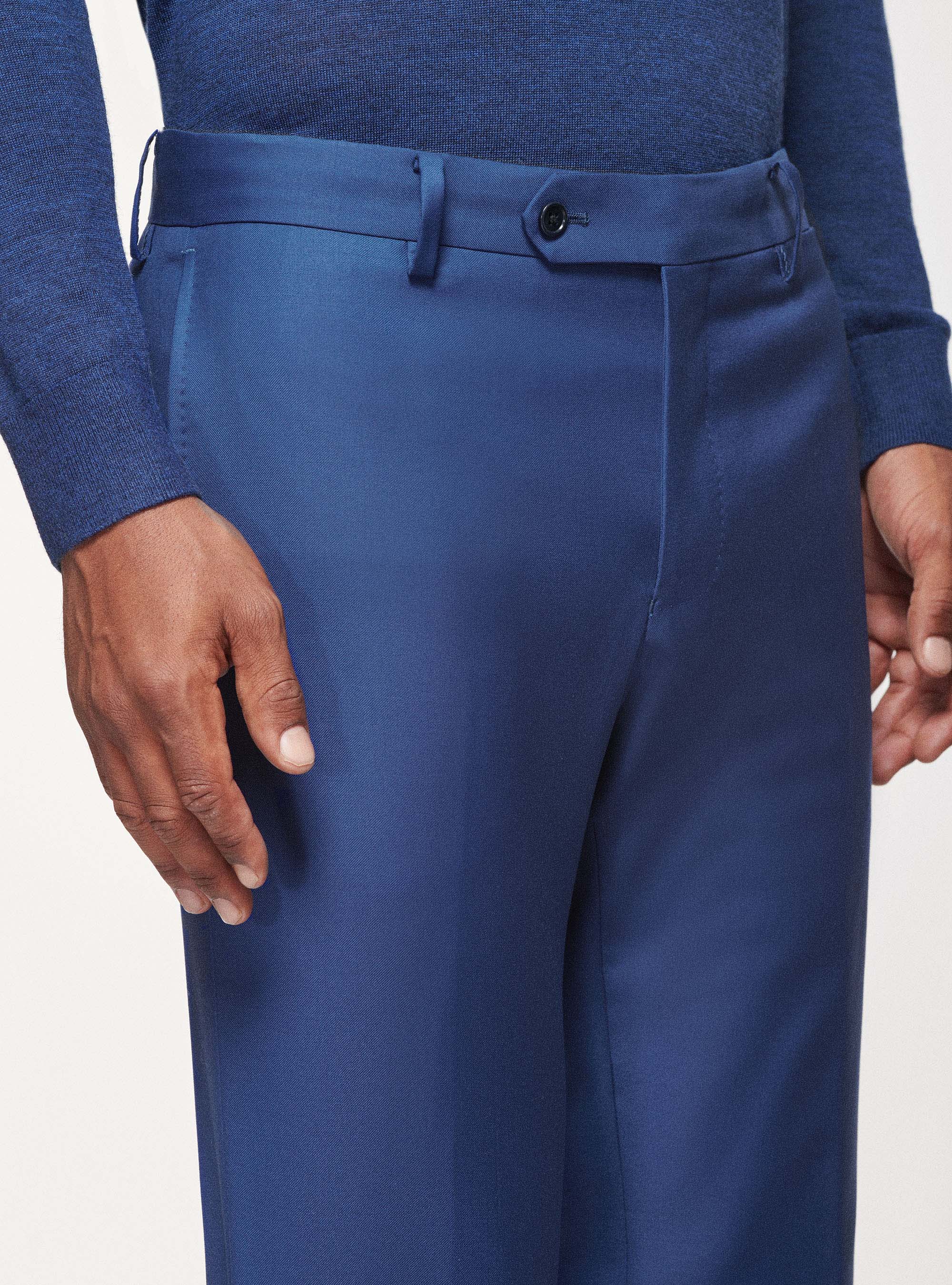 Pantaloni in pura lana superfine 110's, BLU ROYAL