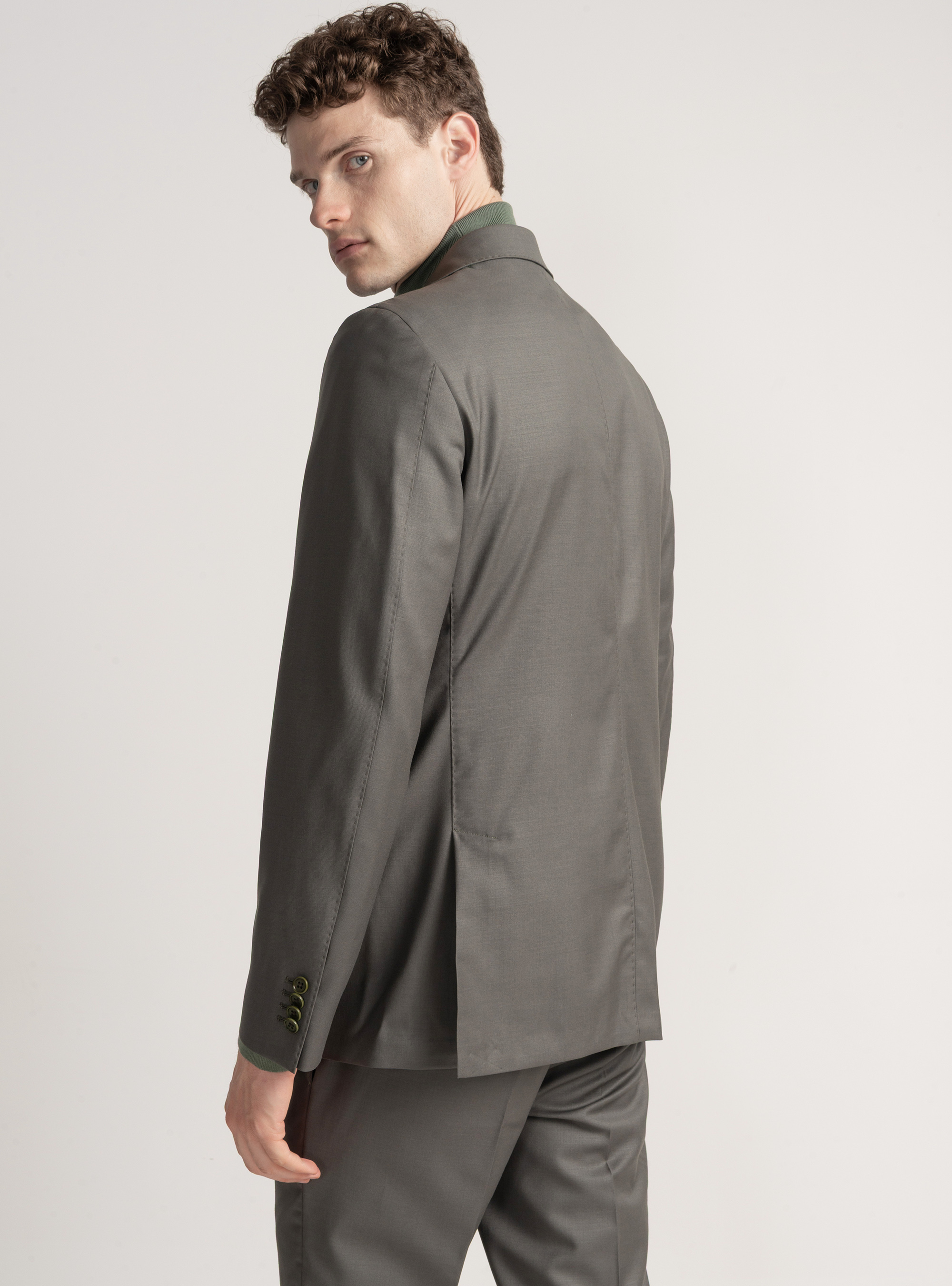 Suit blazer in pure superfine 120's wool, GREEN