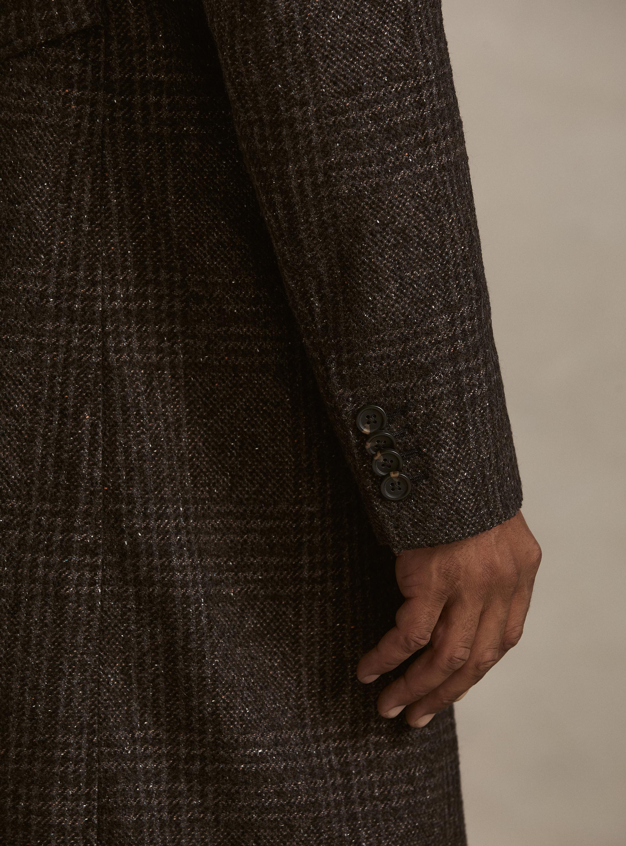 Fancy double-breasted coat in cashmere blend, BROWN
