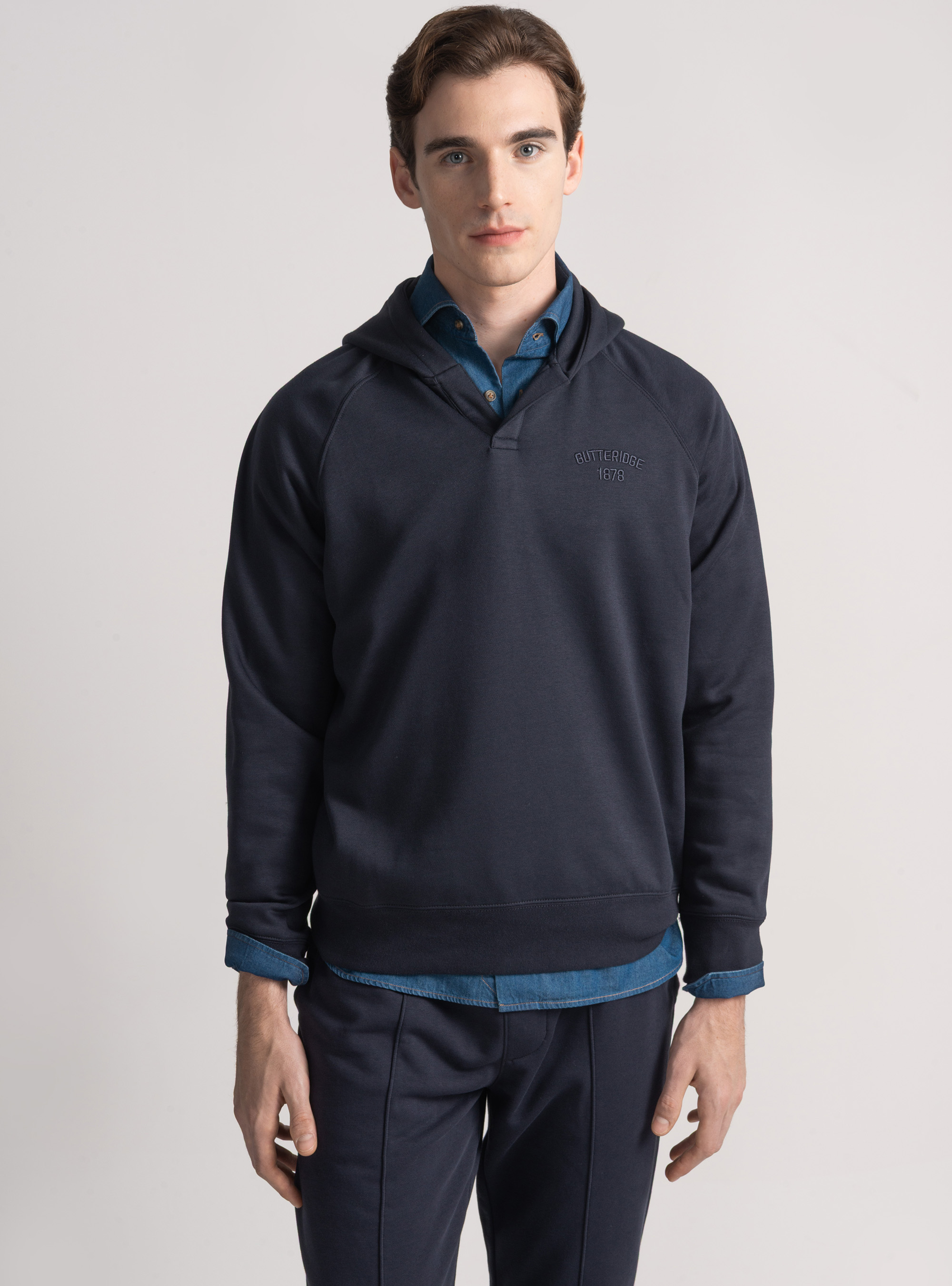 Sudadera con capucha GT01 en mezcla de algod&oacute;n, AZUL MARINO