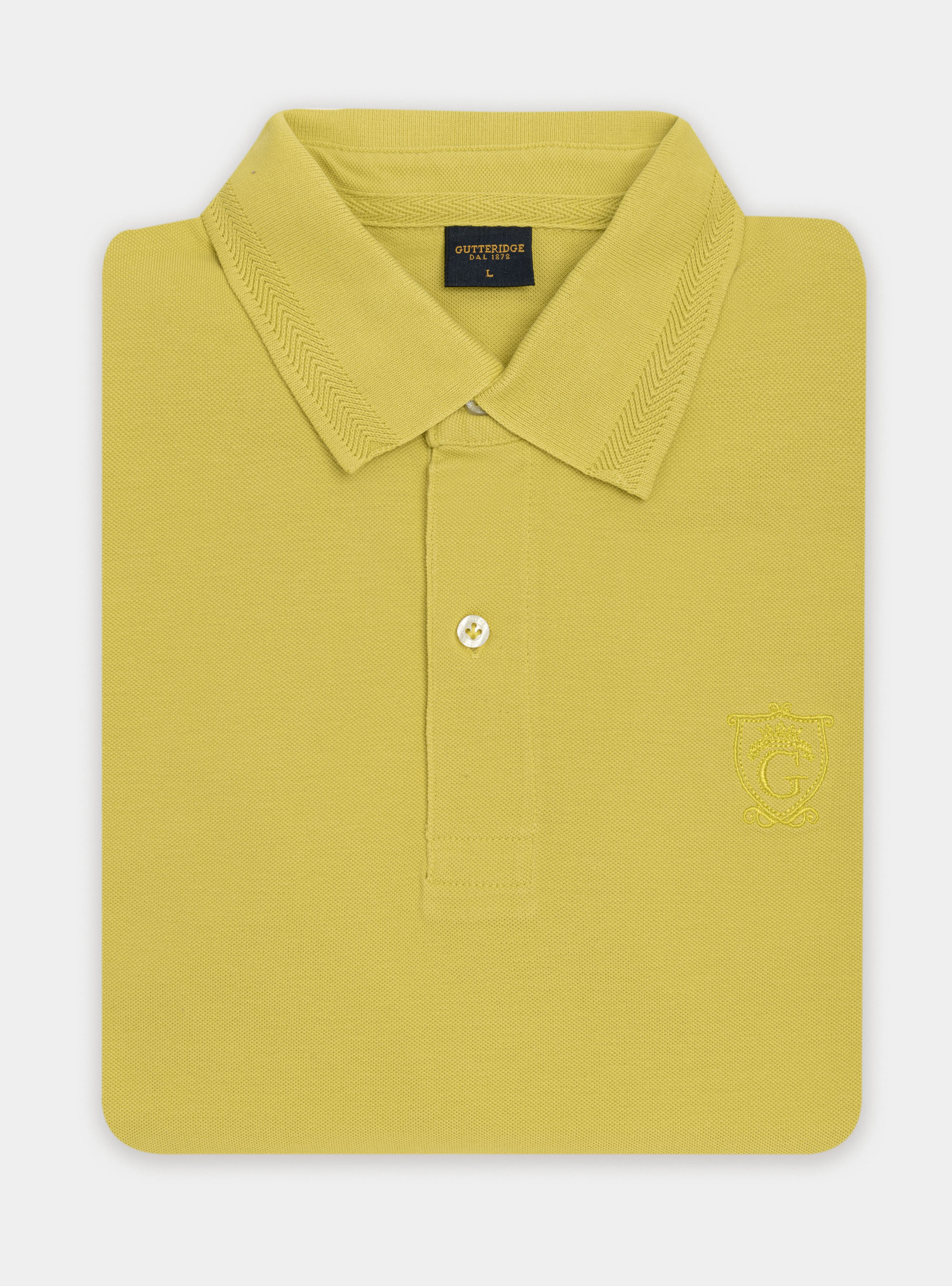 Classic piqu&eacute; polo shirt with herringbone rib, SENAPE 0715C