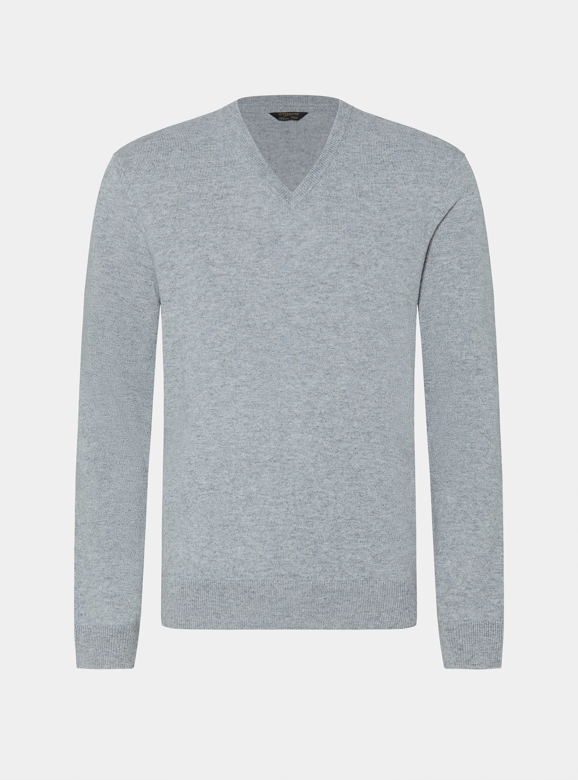 Merino wool V-neck sweater, GRIGIO MELANGE 0151C