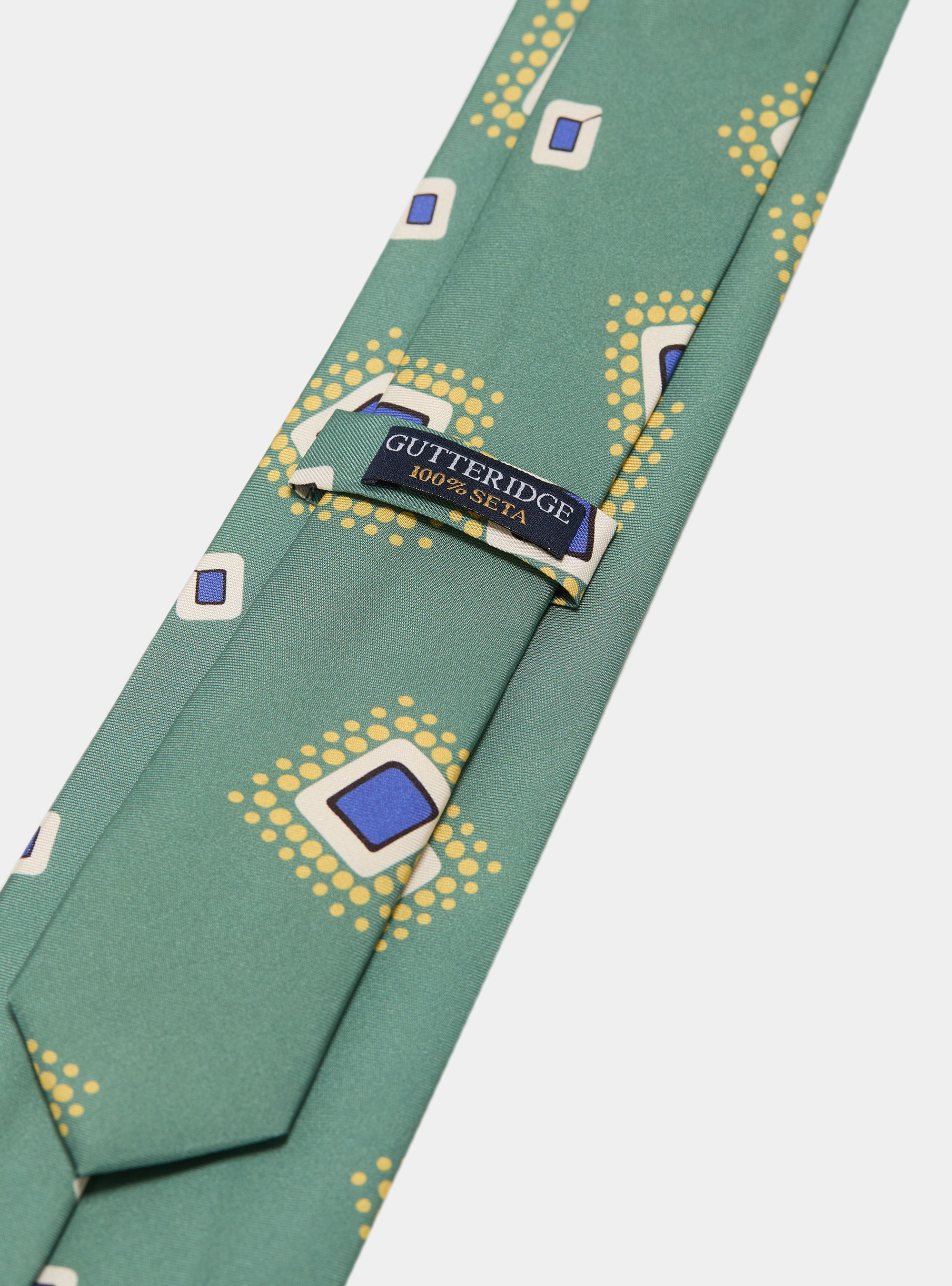 Cravatta in twill di seta stampa geometrica, SALVIA 0602C
