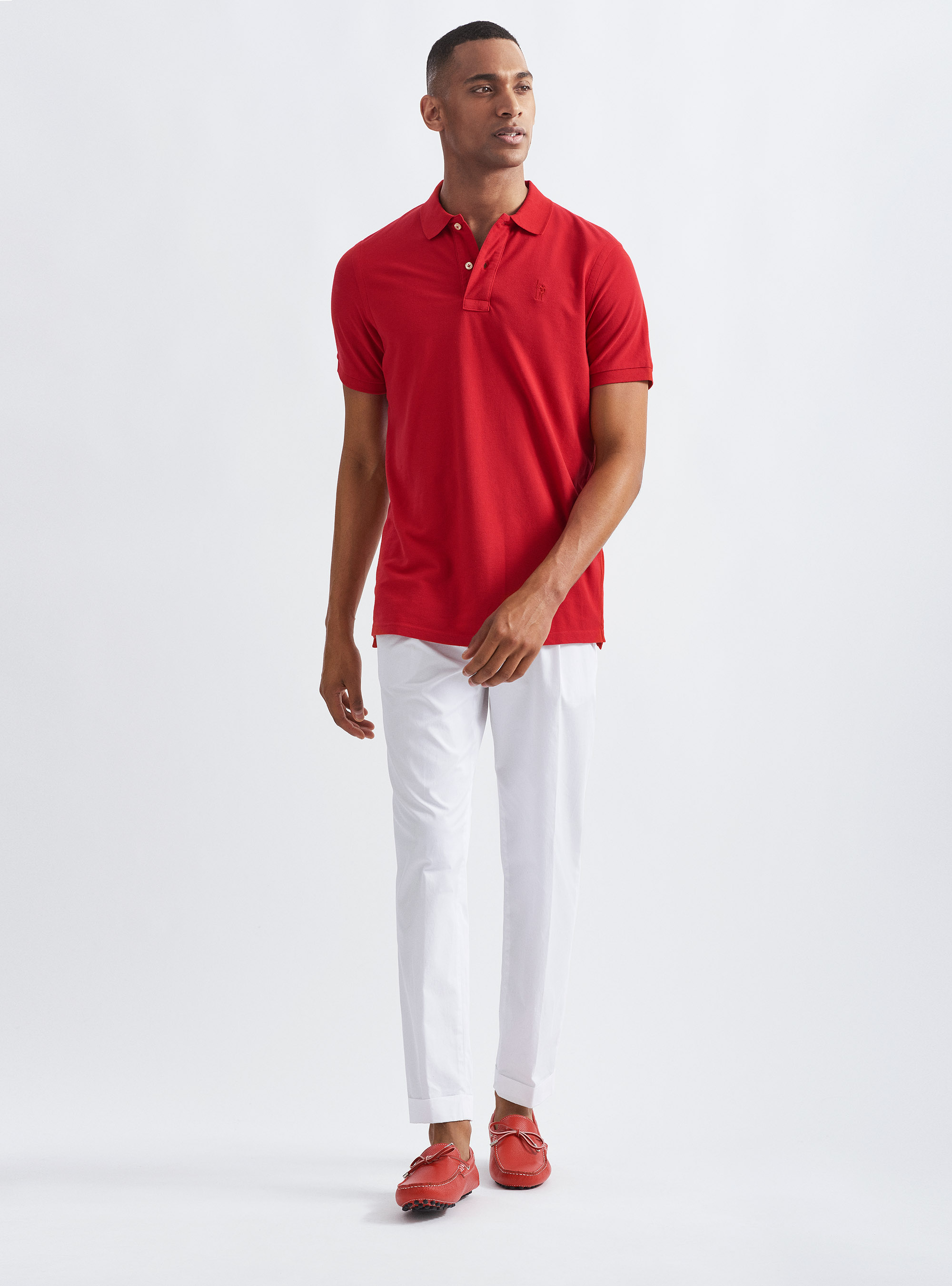 Polo cl&aacute;sico de piqu&eacute;, ROJO