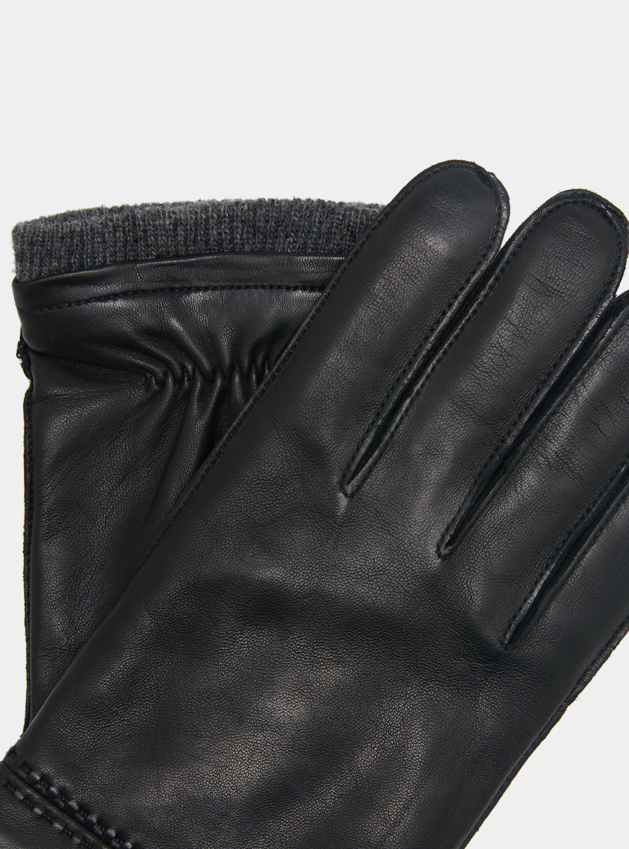 Gants en cuir, NOIR