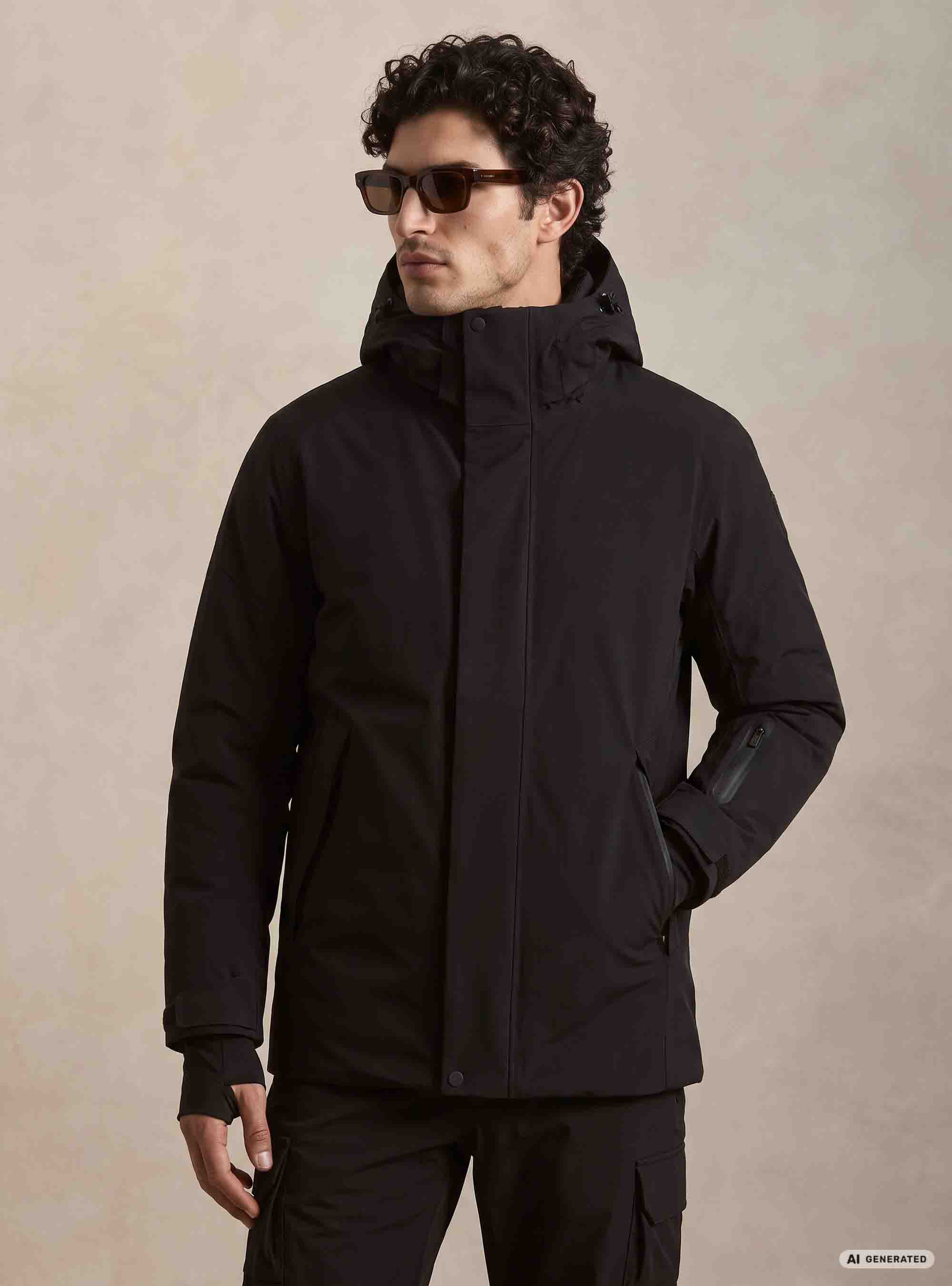 Veste de ski &agrave; capuche, NOIR