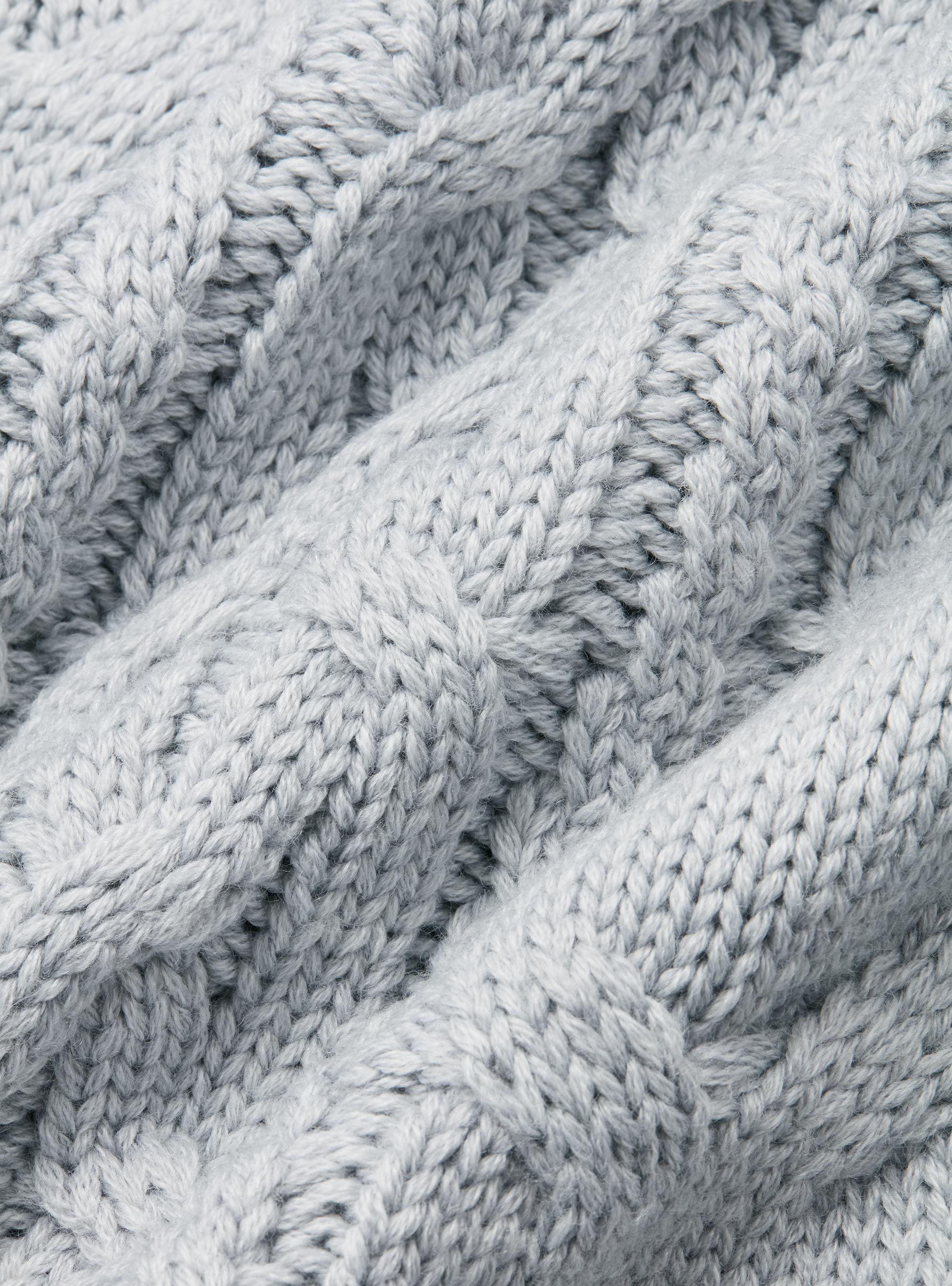 Wool-blend turtleneck sweater with braid, LIGHT GREY MELANGE