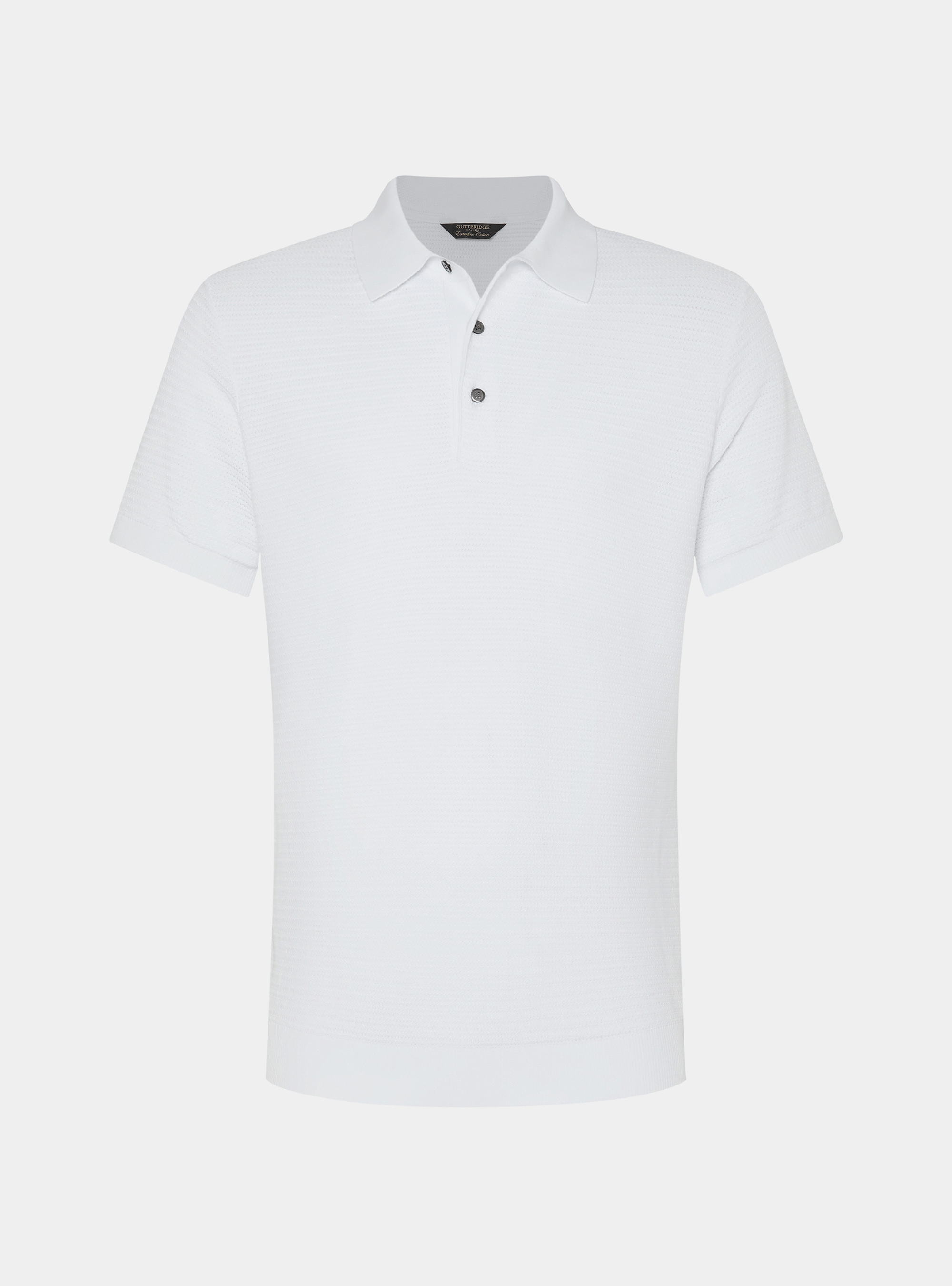 Textured cotton knit polo shirt, WHITE