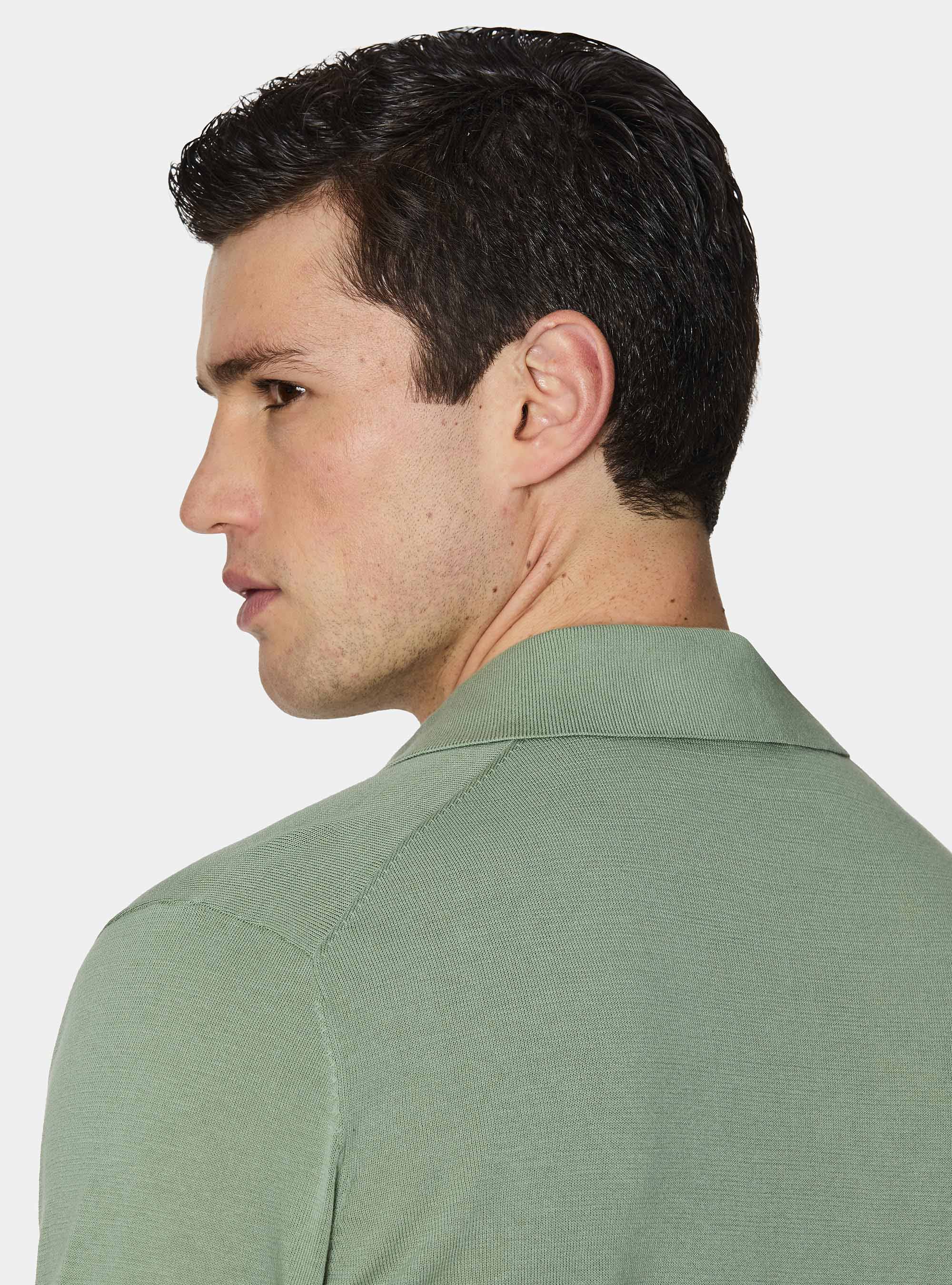 Extra-fine cotton knit polo shirt, SALVIA 0602C