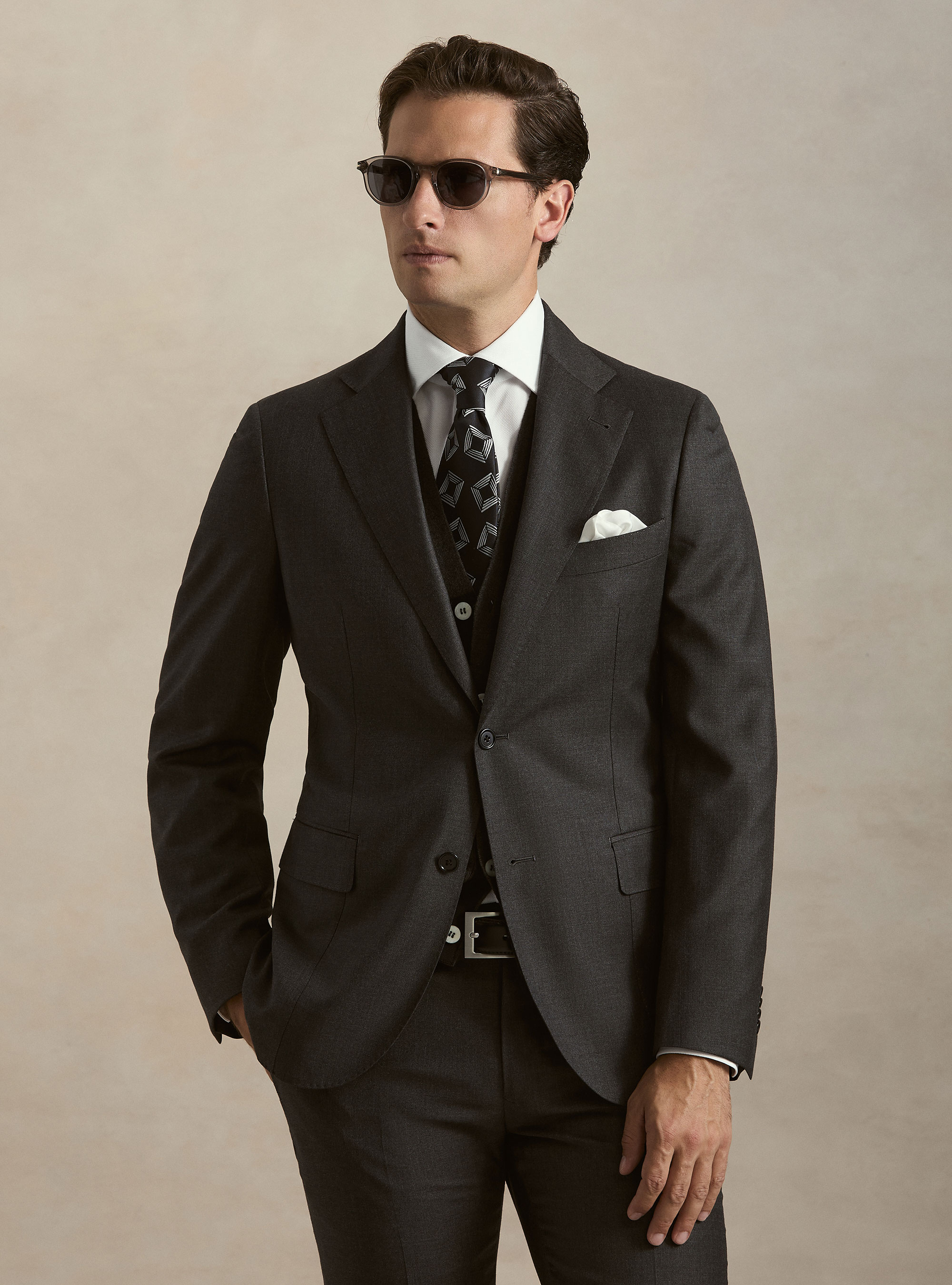 Pure wool suit blazer by Vitale Barberis Canonico, ASPHALT GREY