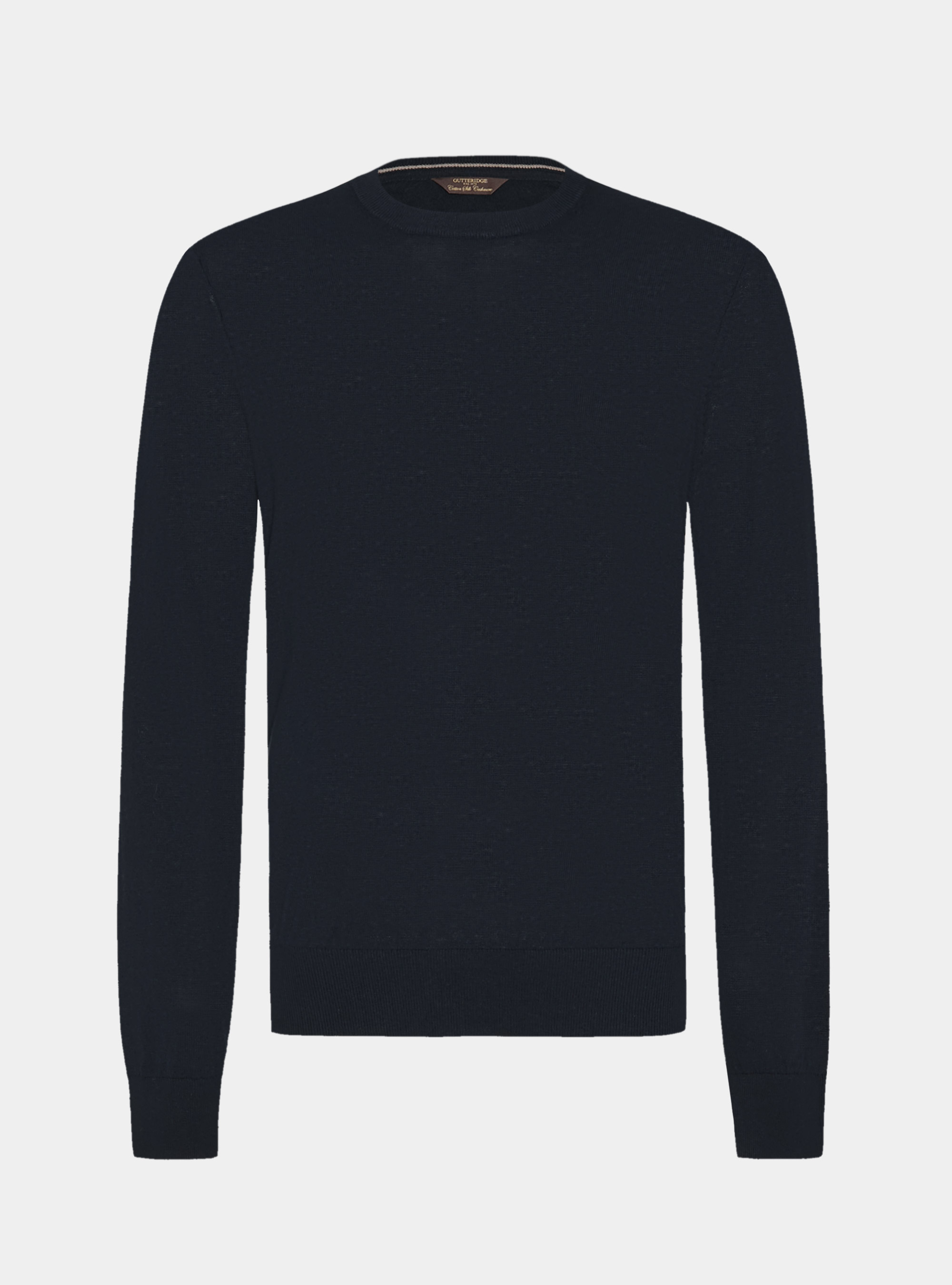 Cotton, silk and cashmere blend crewneck sweater, NAVY BLUE
