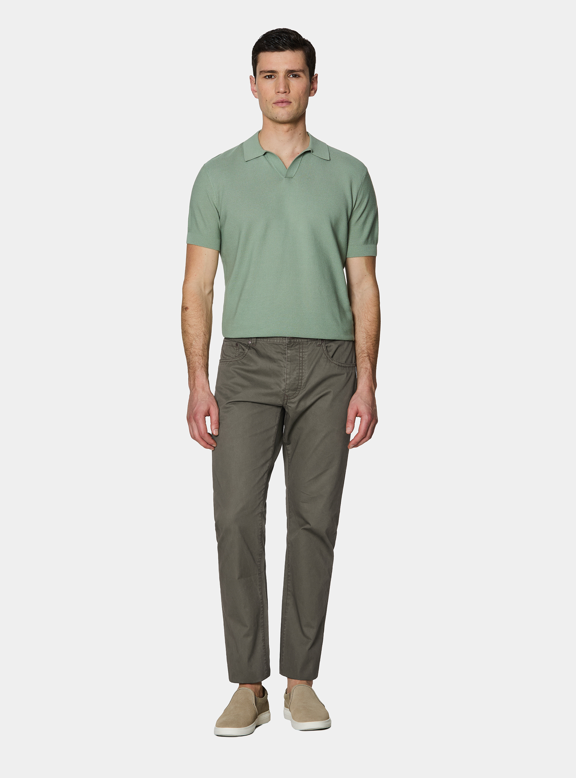 Pantaloni slim fit in cotone lavato, MILITARE 0609C
