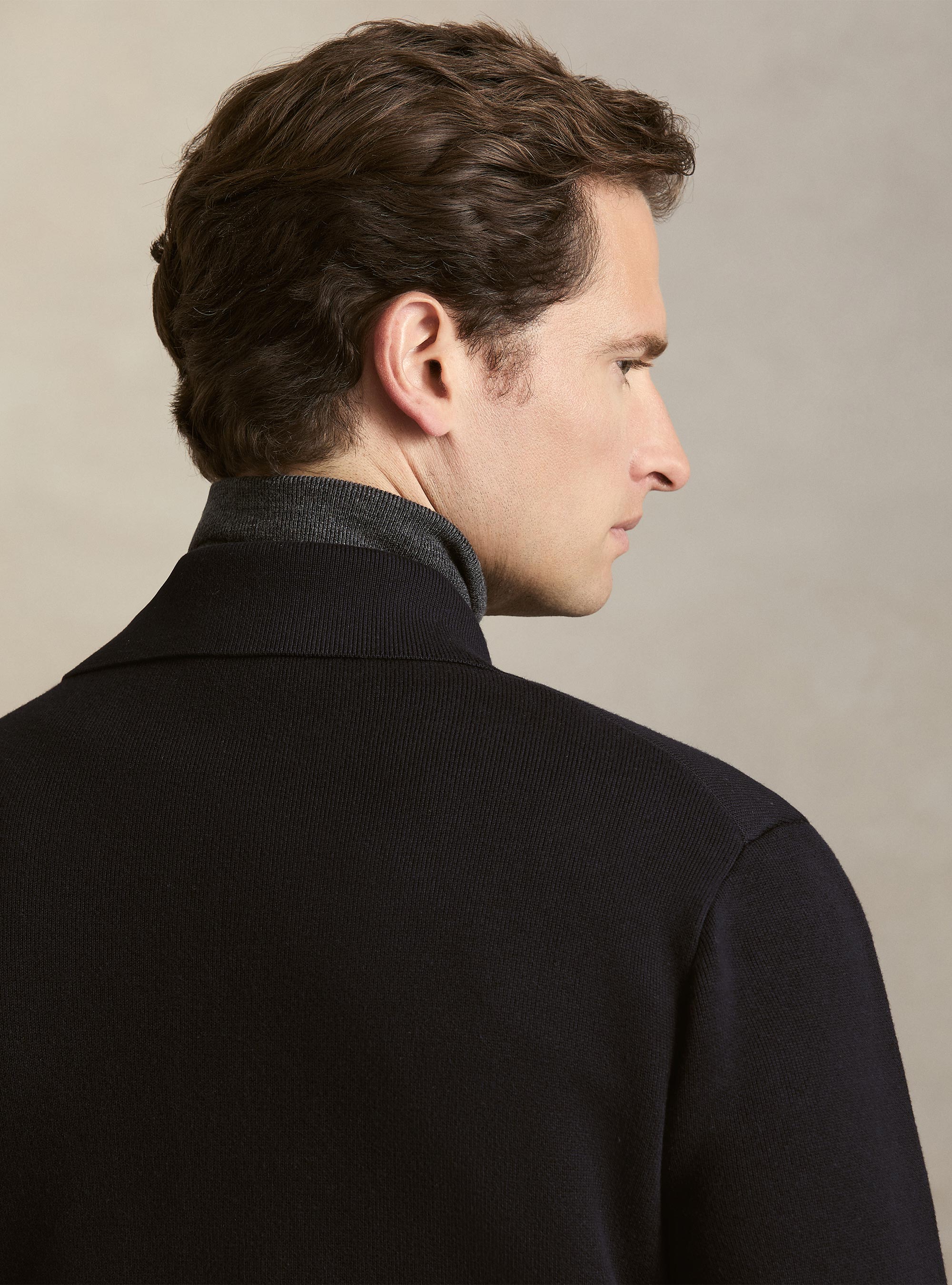 Bomber in maglia in misto cotone, BLU NAVY