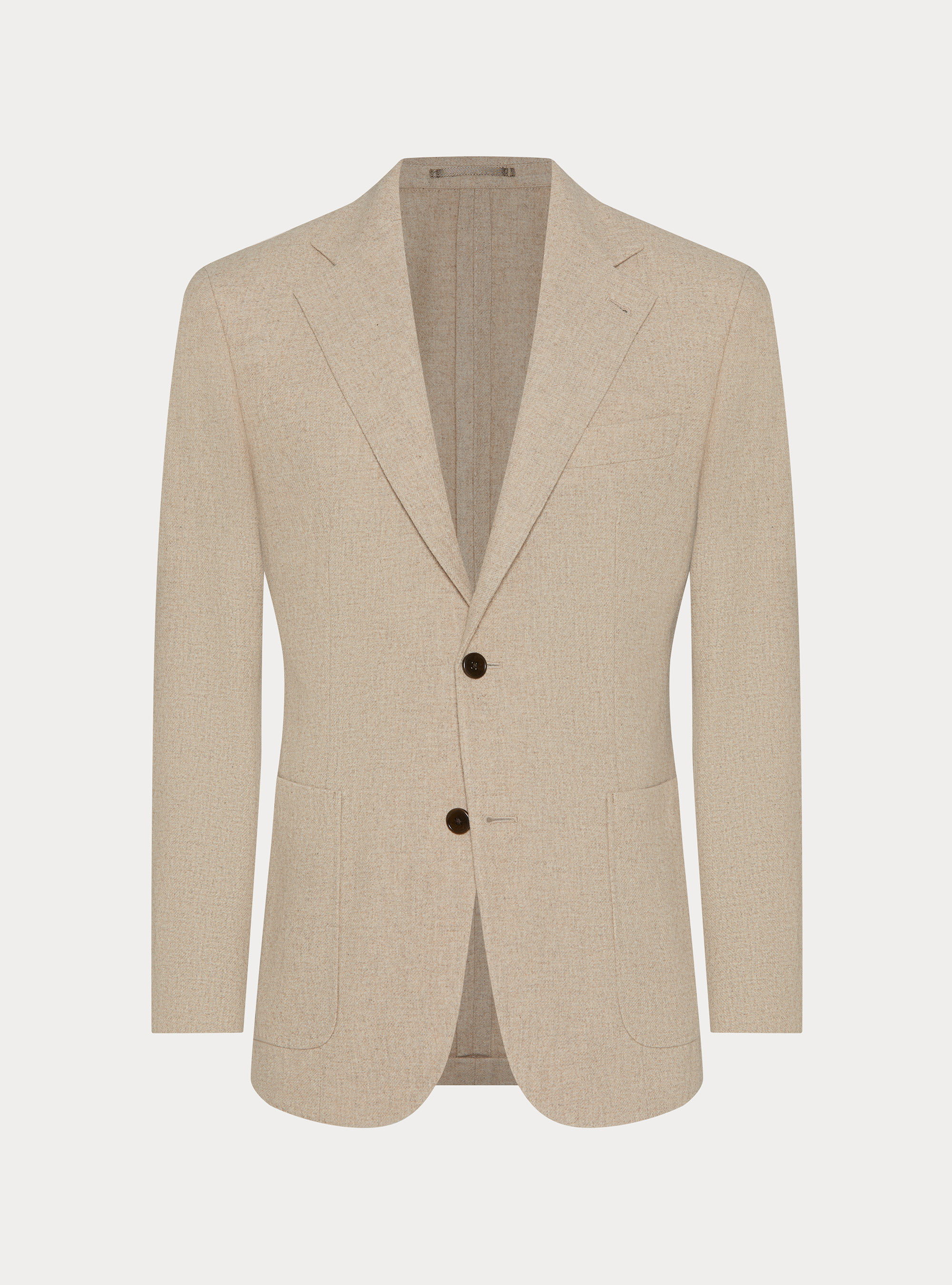 Single-Breasted Wool-Blend Flannel Blazer, SAND