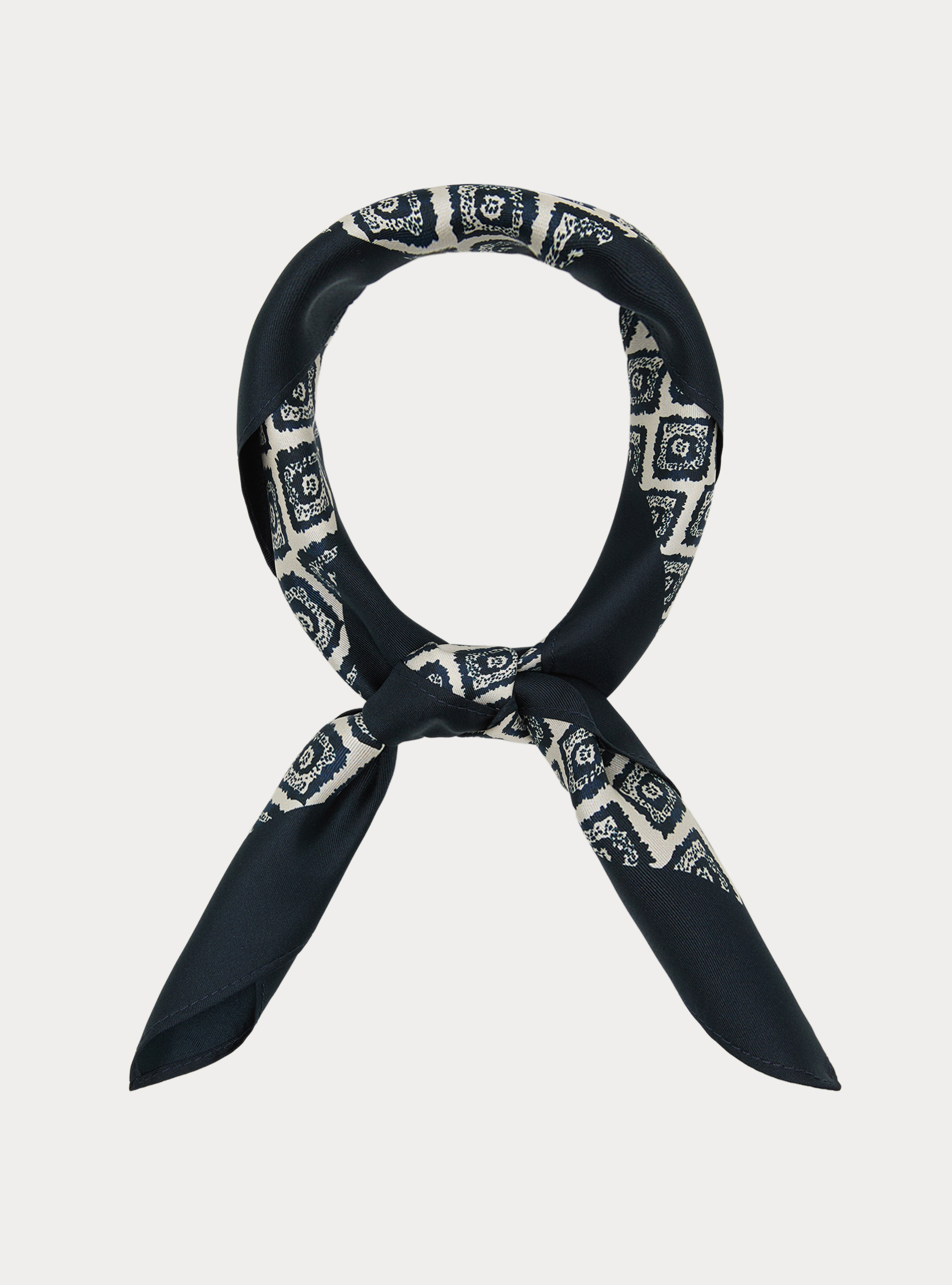 Seidentuch mit geometrischem Muster, NAVY 0218C