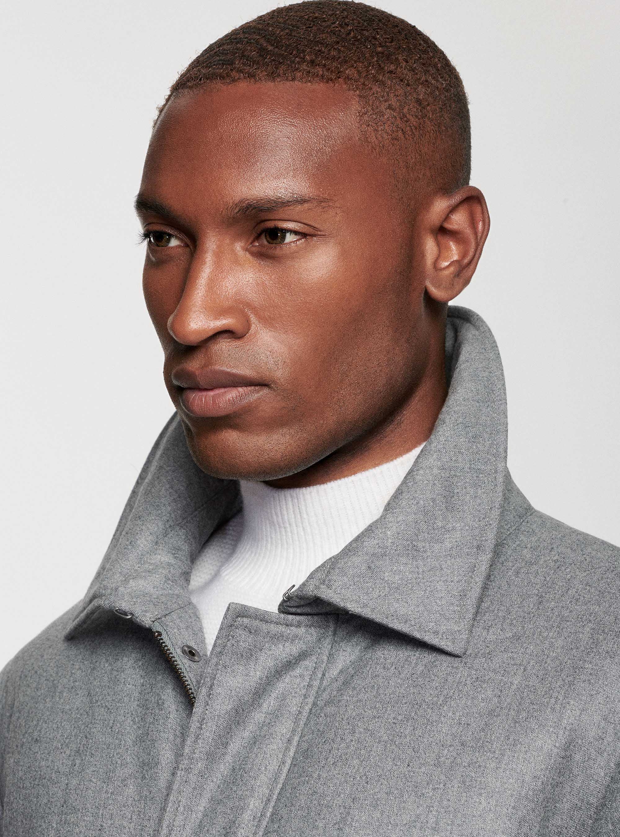 Flannel bomber jacket, LIGHT GREY MELANGE